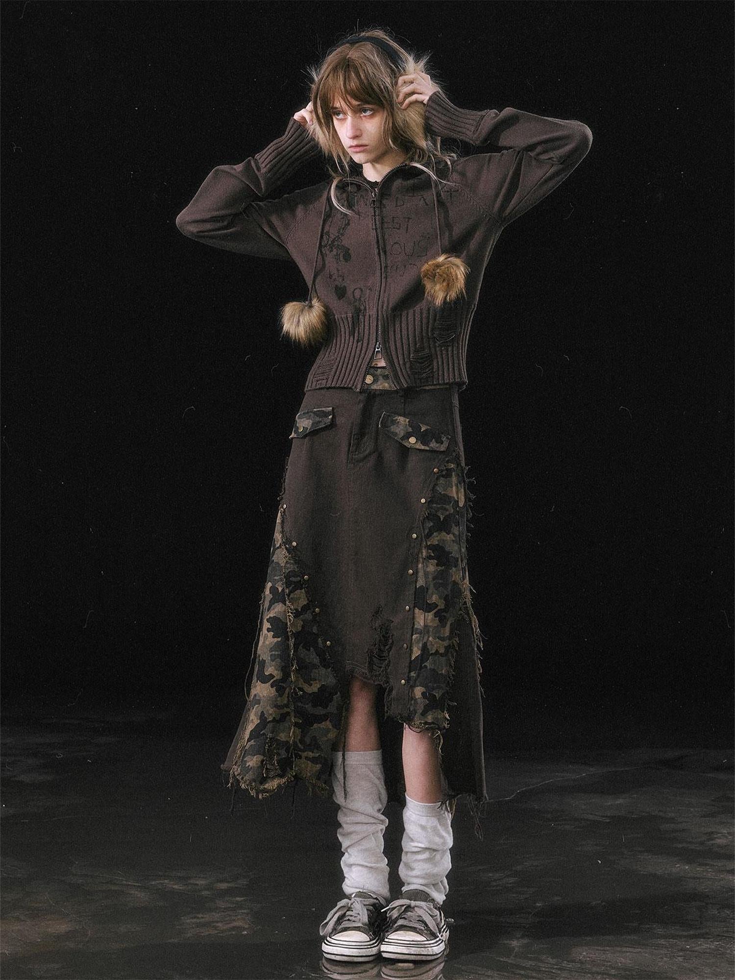Update c Asymmetrical Patchwork Slit Mermaid Skirt