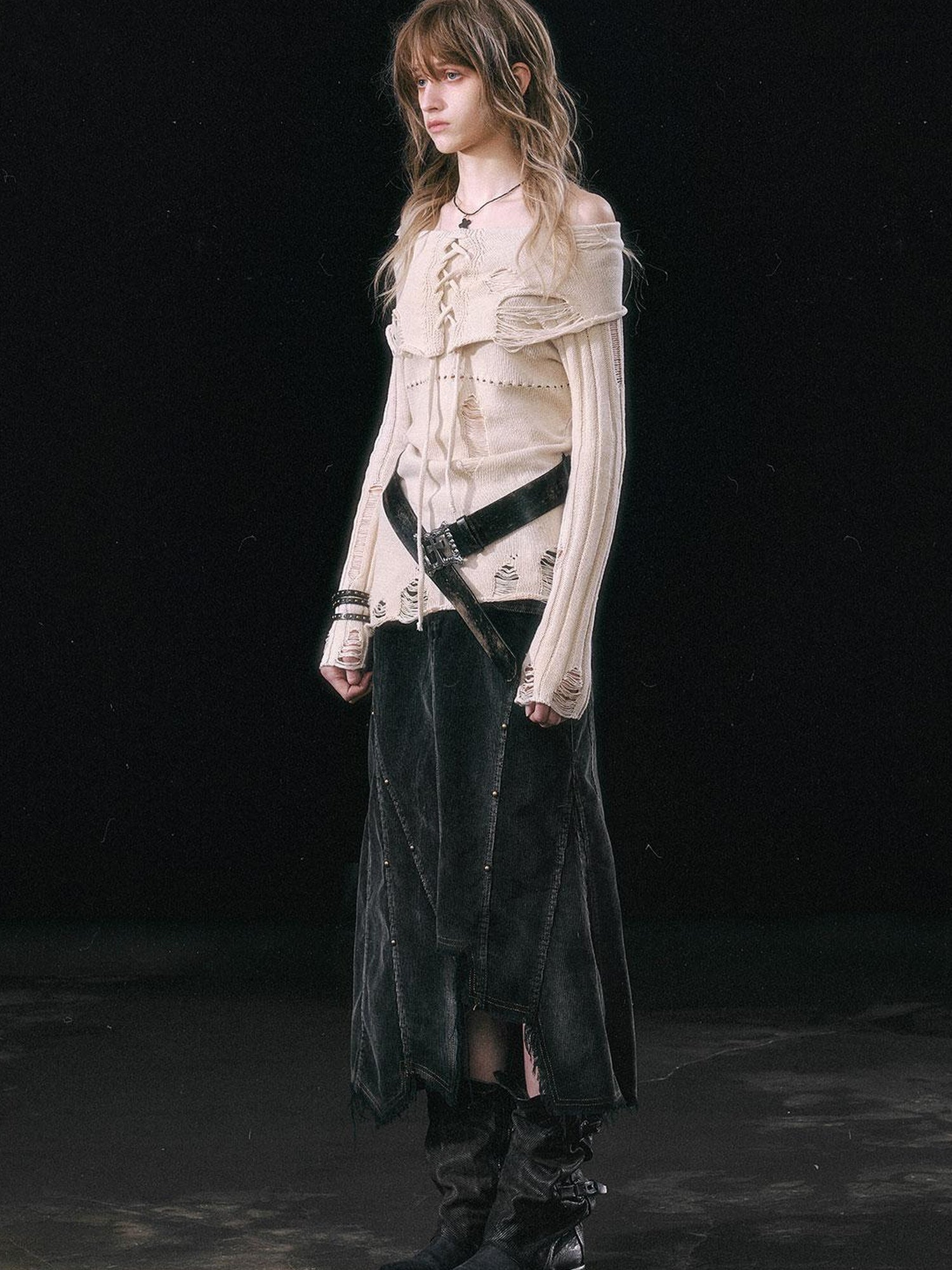 Update c Asymmetrical Patchwork Slit Mermaid Skirt