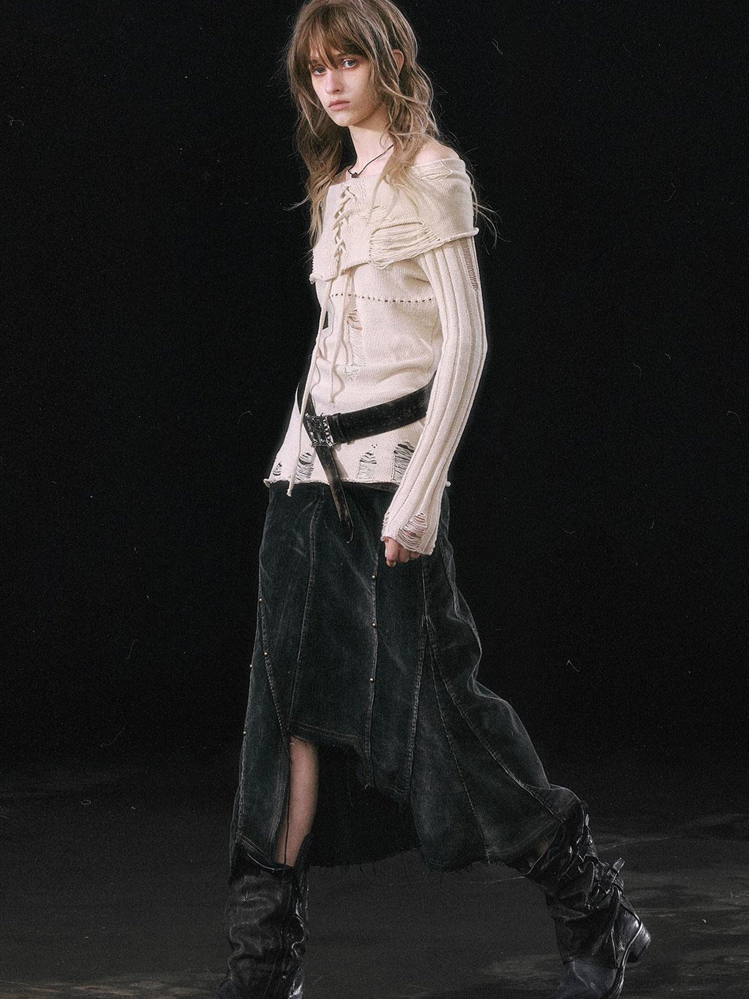 Update c Asymmetrical Patchwork Slit Mermaid Skirt