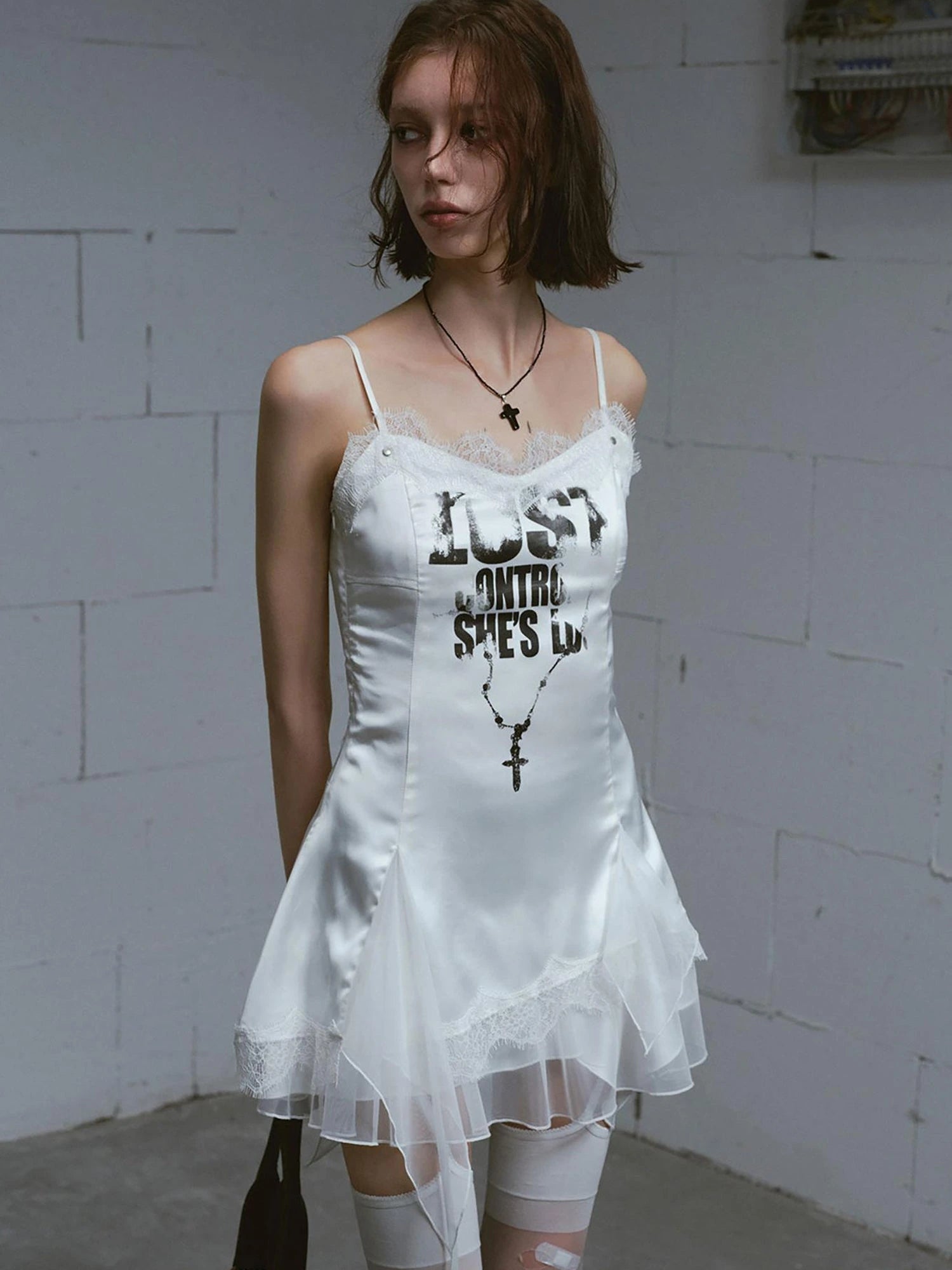 Chain Print Satin Slip Dress