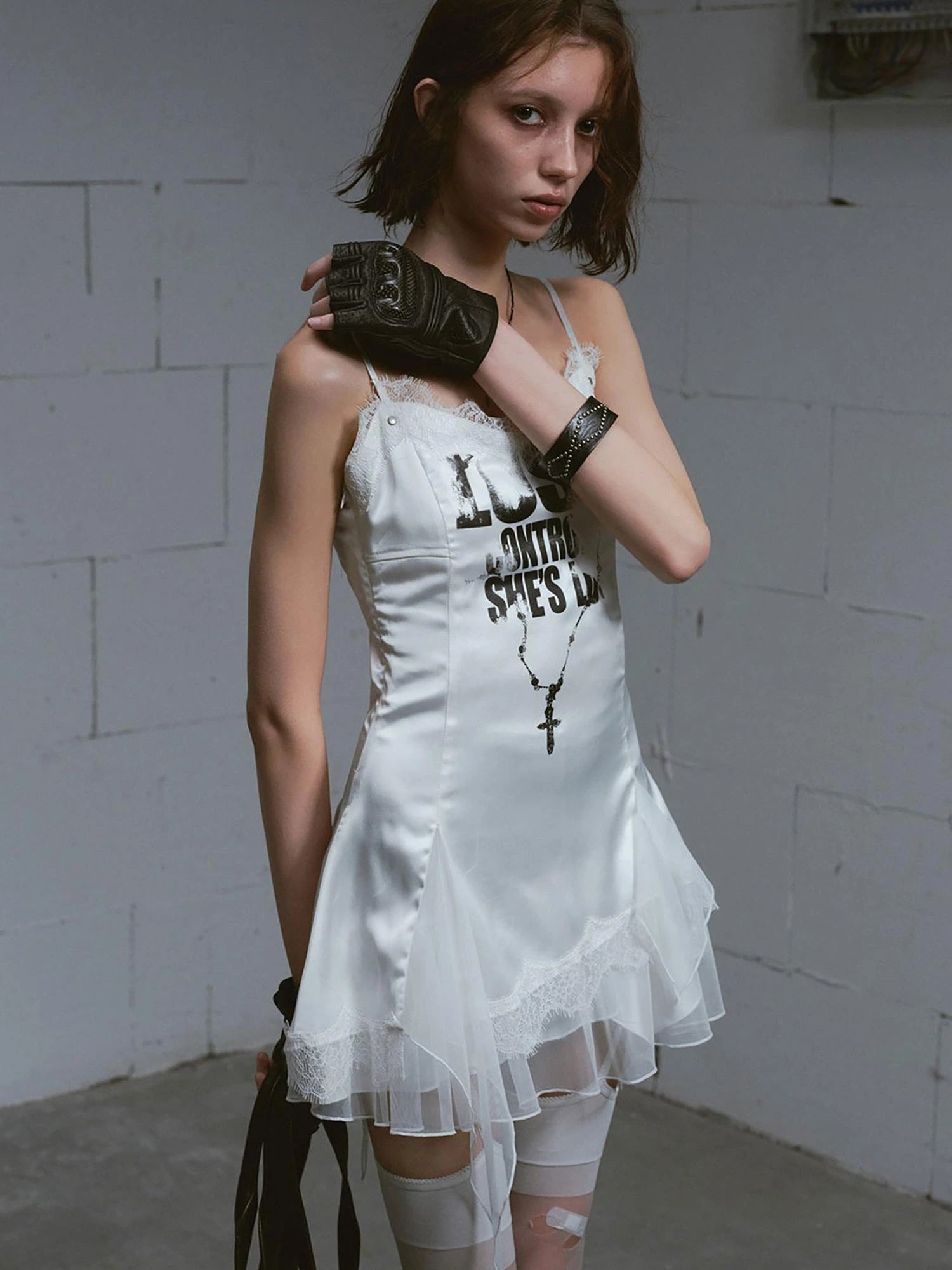 Chain Print Satin Slip Dress