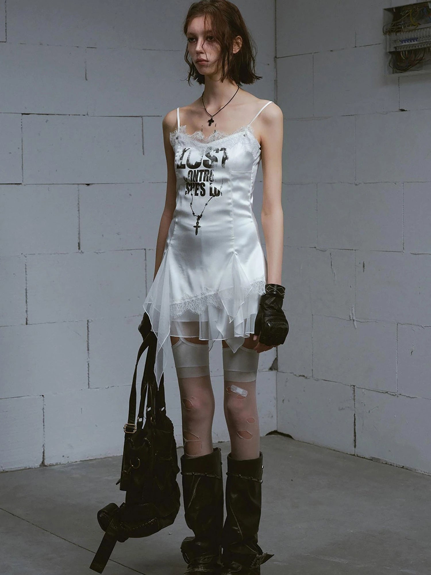 Chain Print Satin Slip Dress