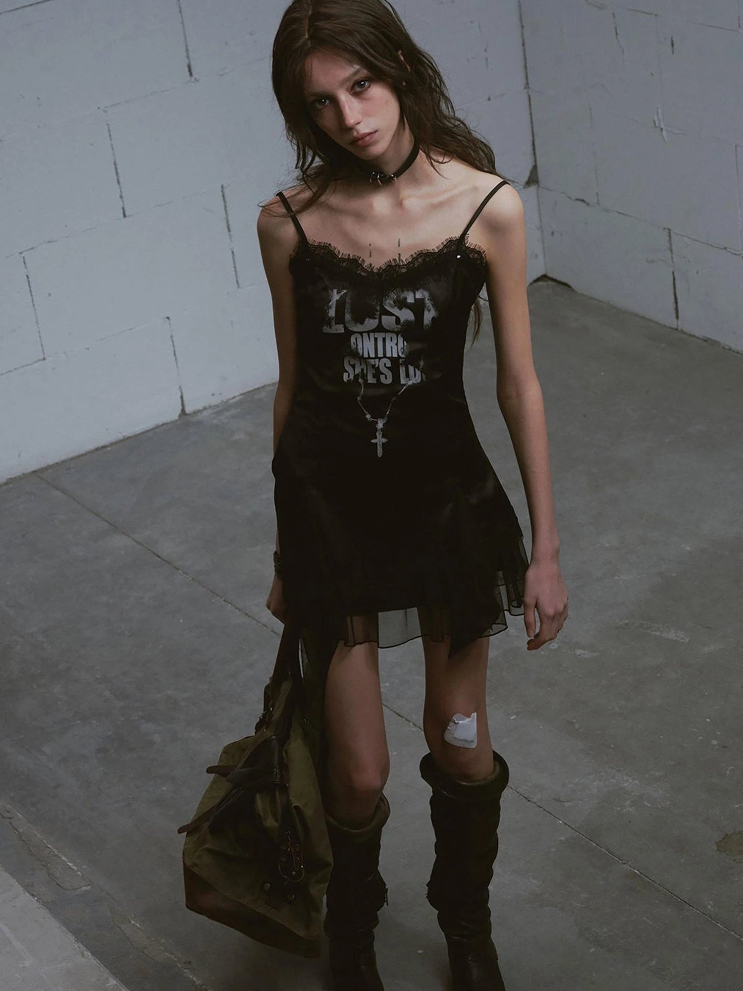 Chain Print Satin Slip Dress