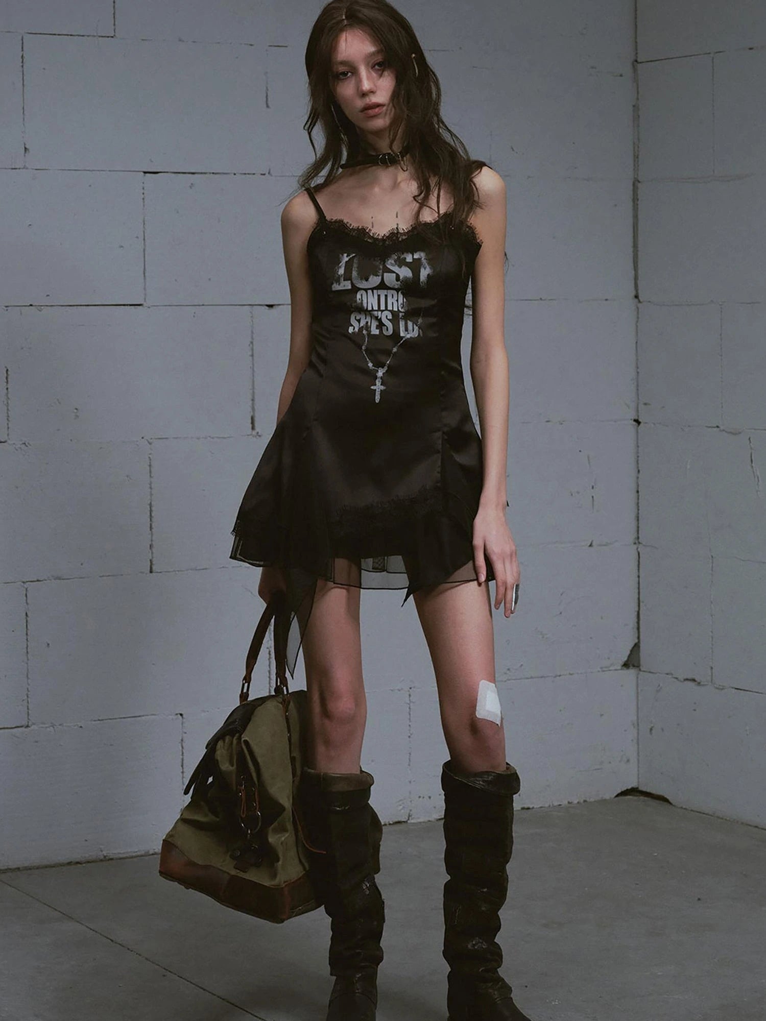 Chain Print Satin Slip Dress