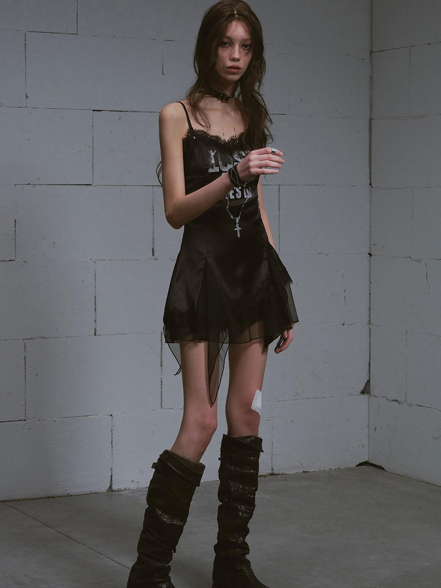 Update c Chain Print Satin Slip Dress