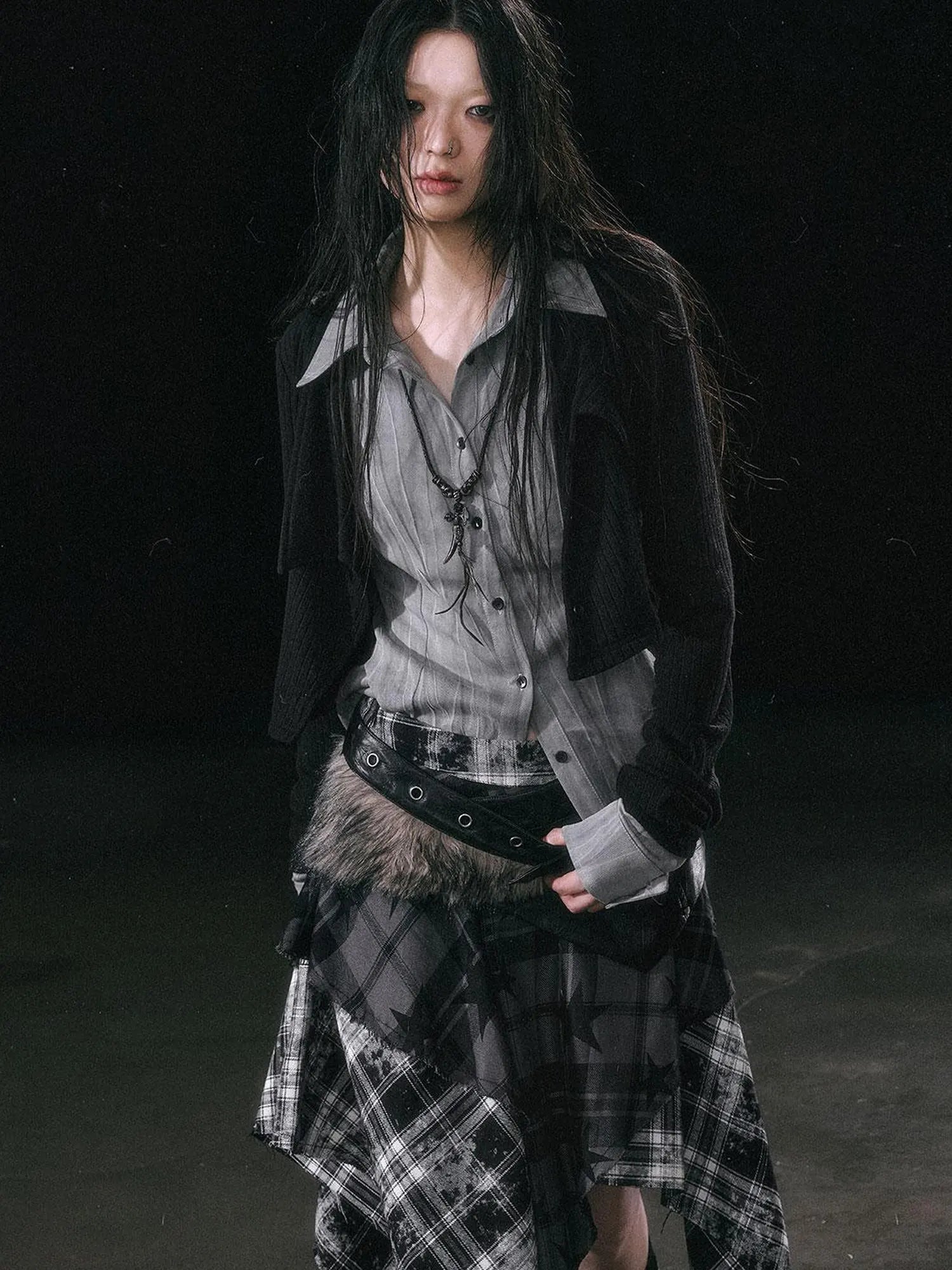 Contrast Patchwork Fake Two Layer Shirt