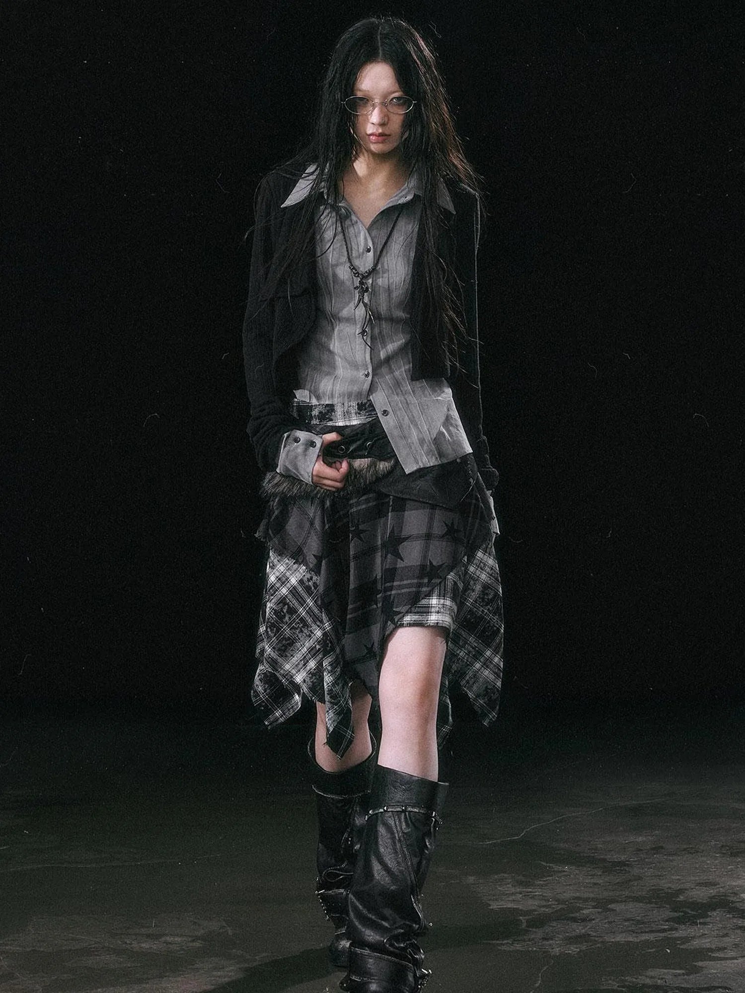 Contrast Patchwork Fake Two Layer Shirt