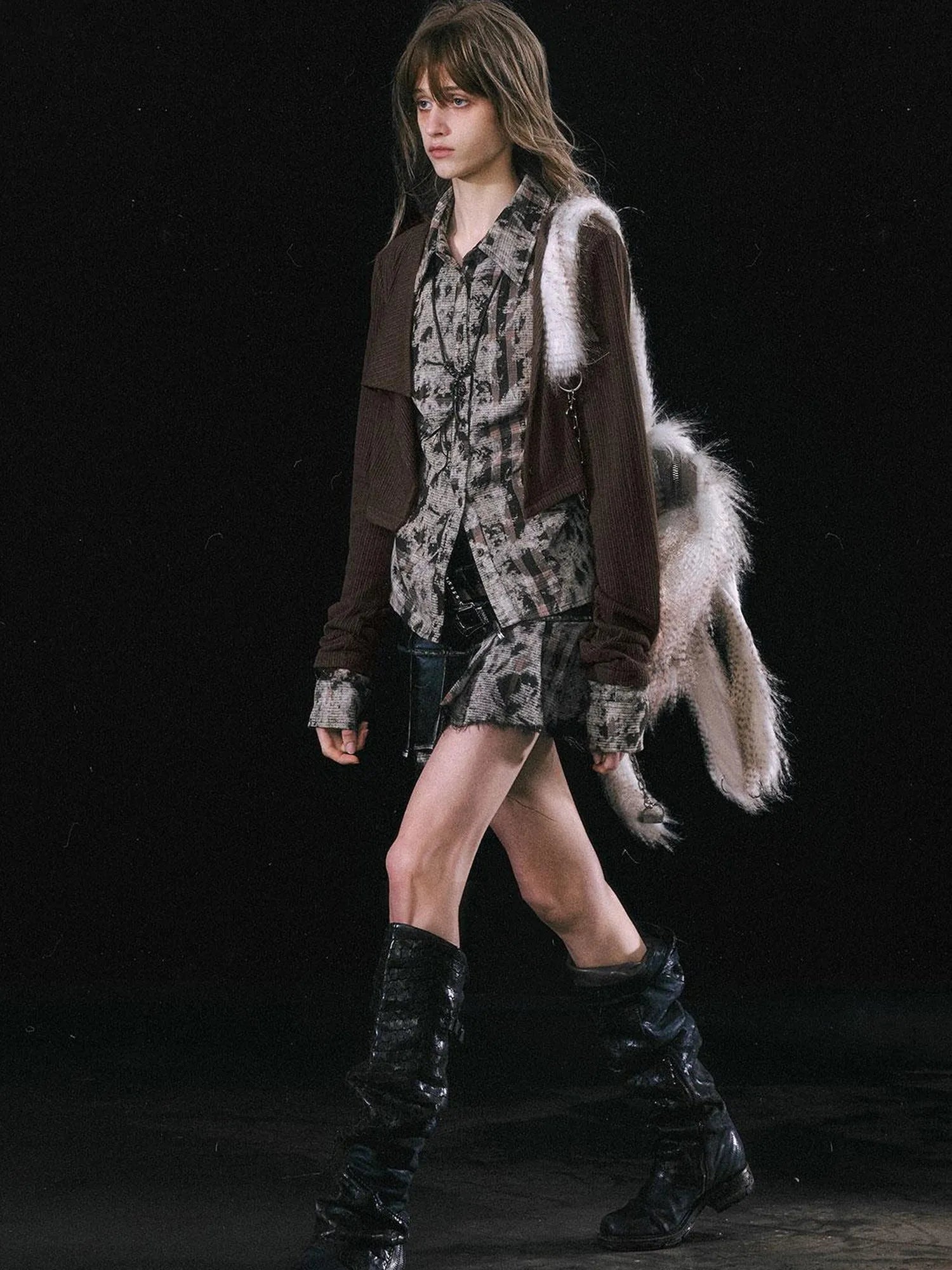 Contrast Patchwork Fake Two Layer Shirt