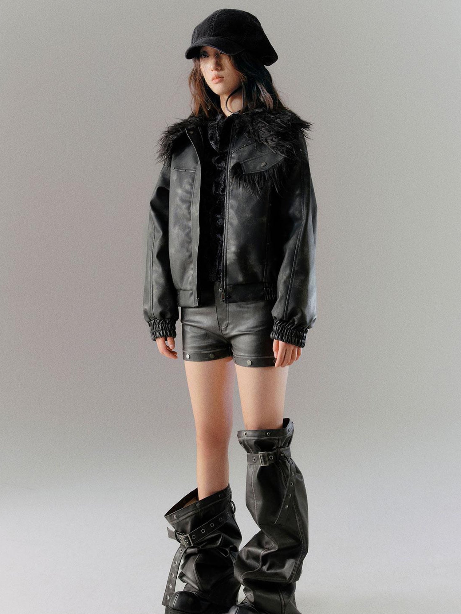 c Deconstructed Vintage Rub Off Leather Pants