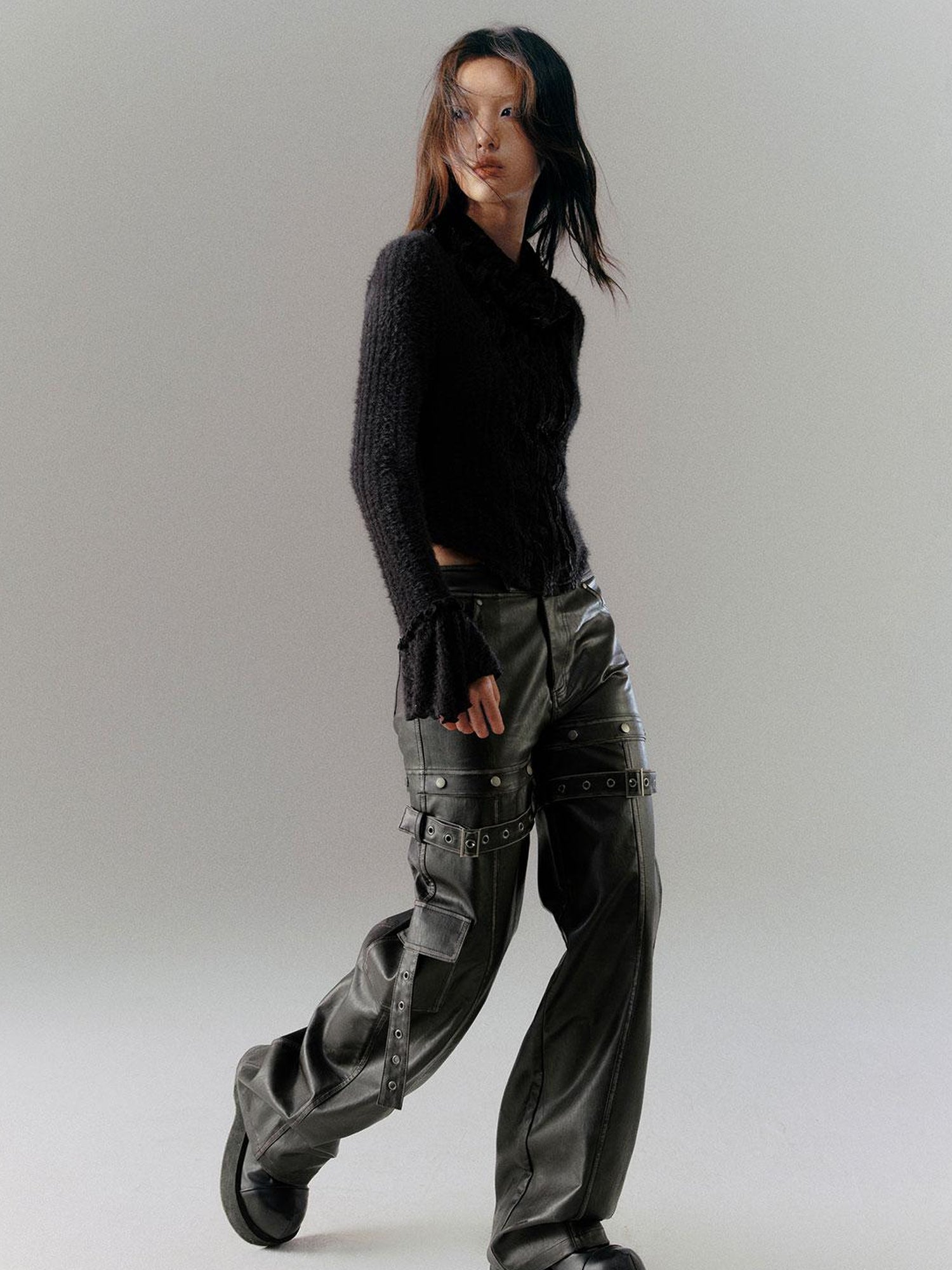c Deconstructed Vintage Rub Off Leather Pants