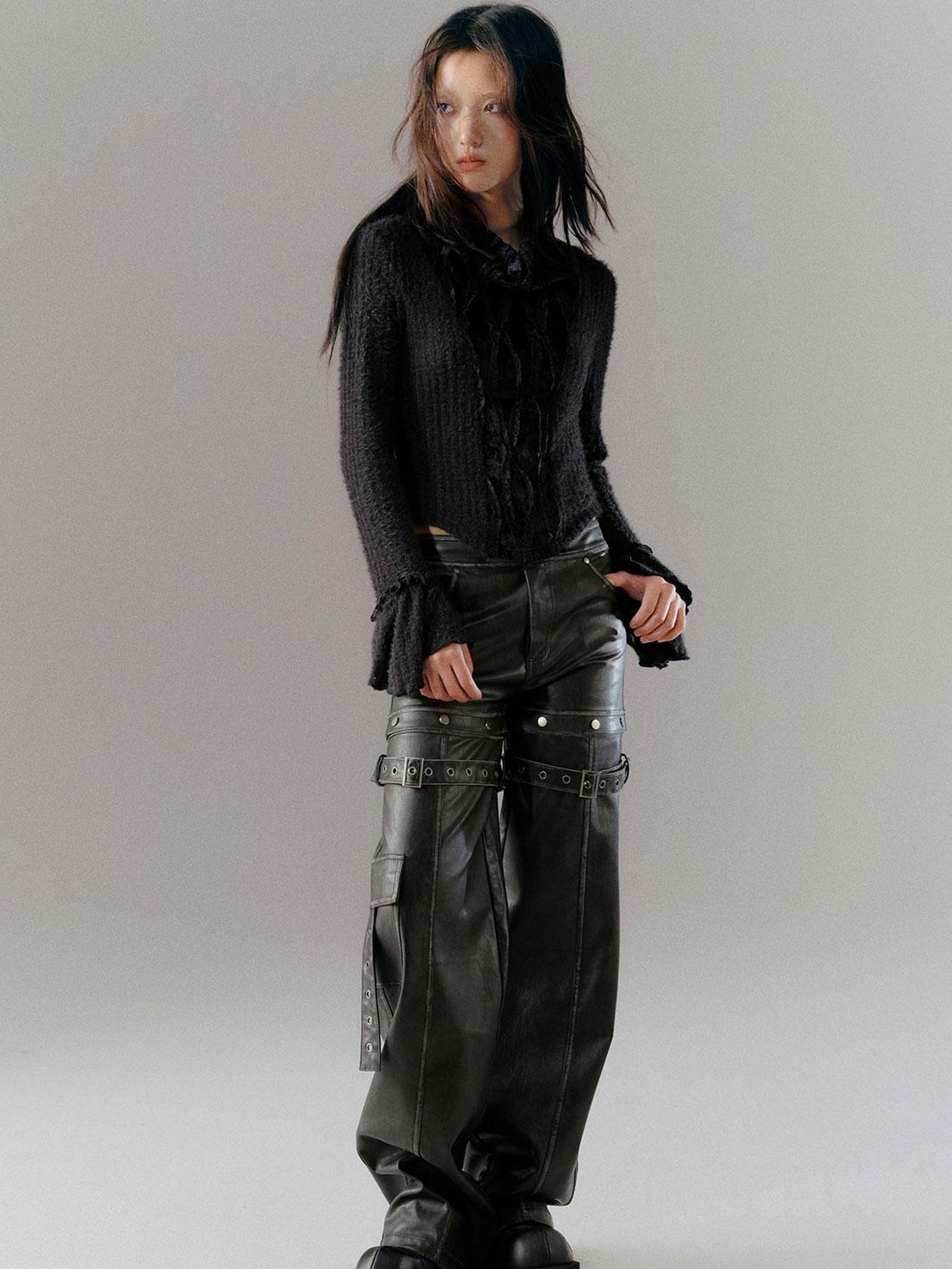 c Deconstructed Vintage Rub Off Leather Pants