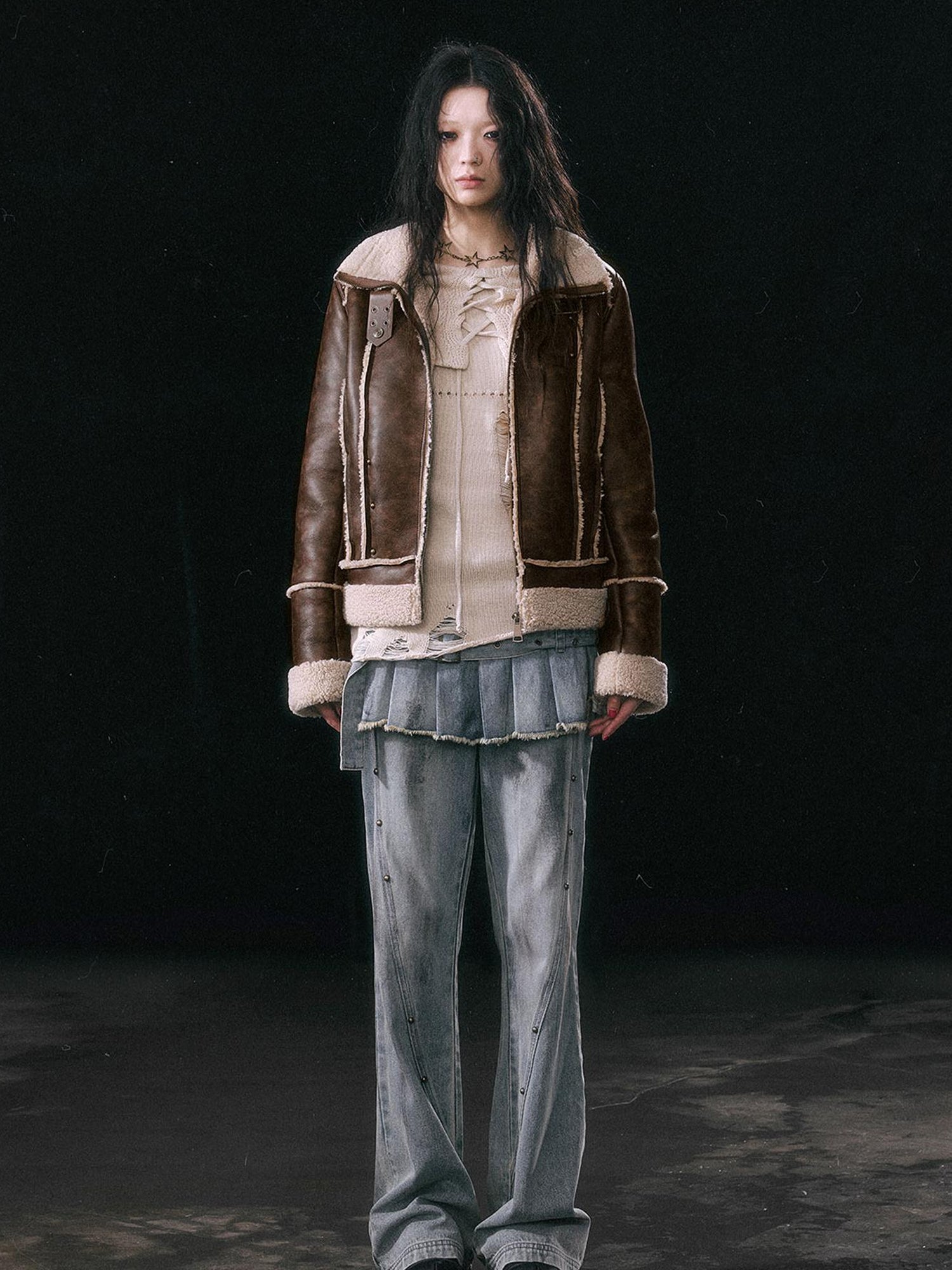 Update c Dirty Wash Denim Cargo Culottes With Pleated Skirt