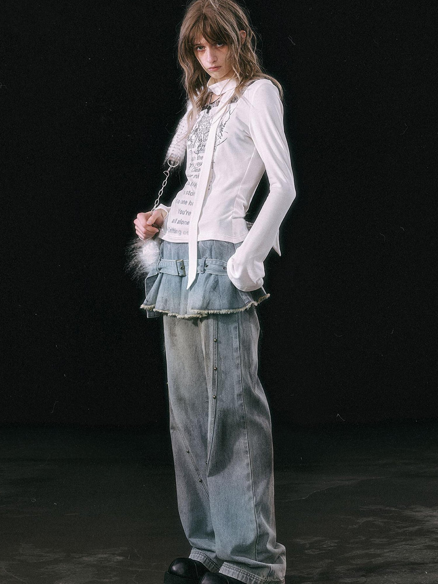 Update c Dirty Wash Denim Cargo Culottes With Pleated Skirt