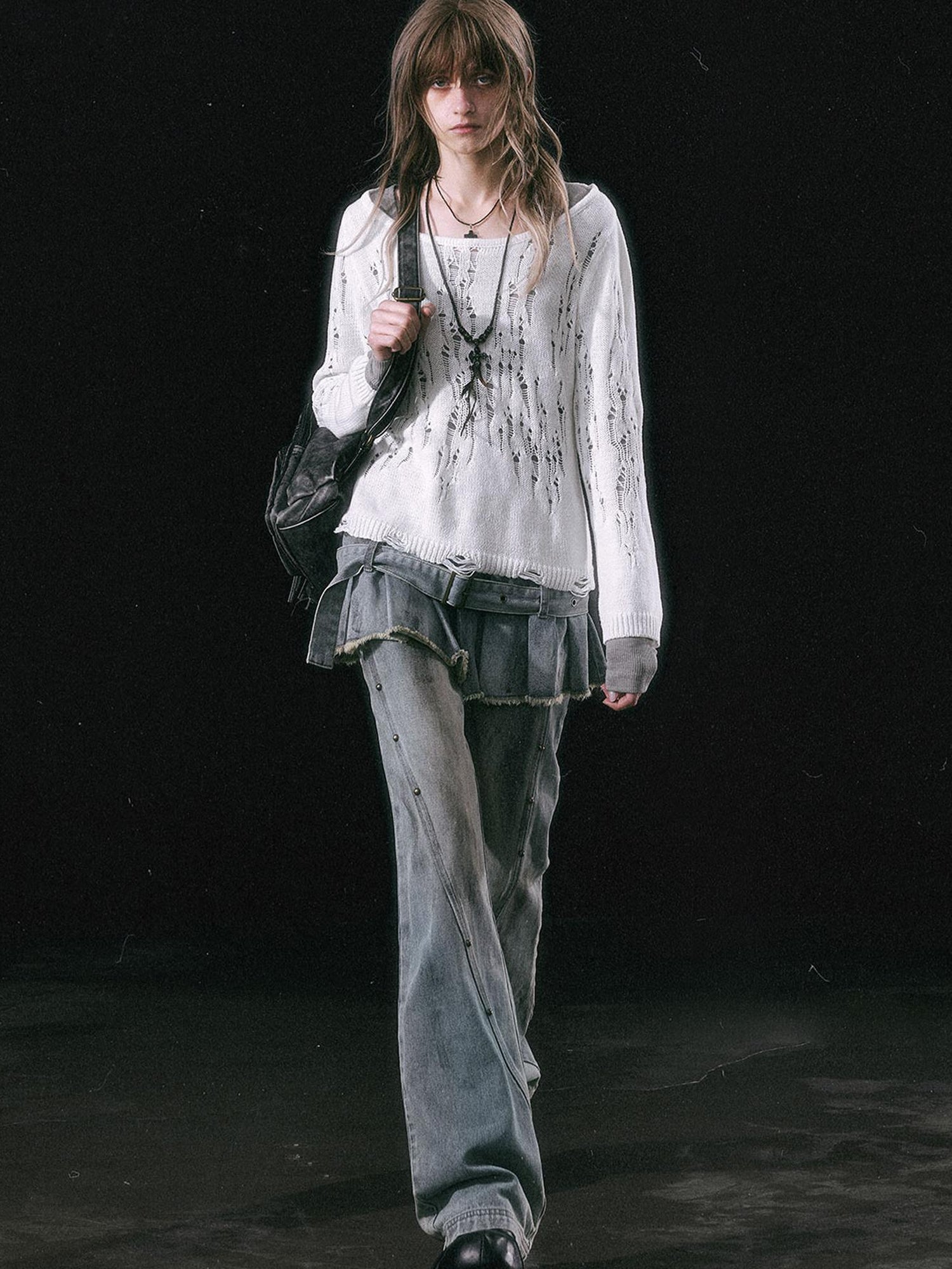 Update c Dirty Wash Denim Cargo Culottes With Pleated Skirt