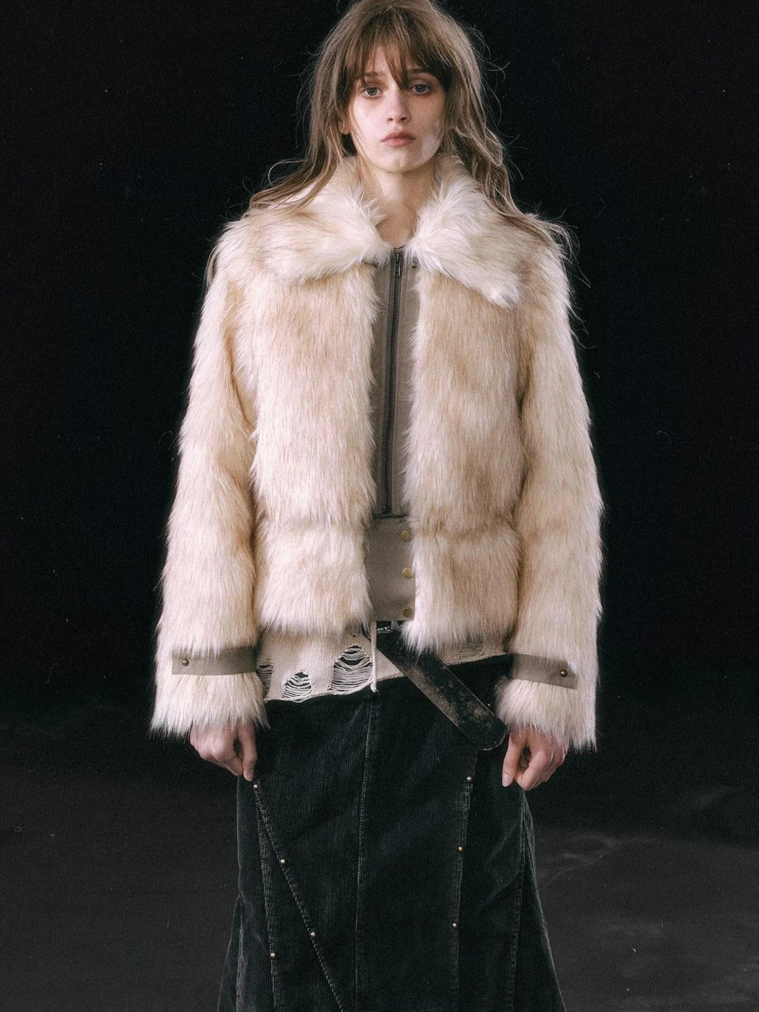 Fur Trim Detachable Hem Trench Coat
