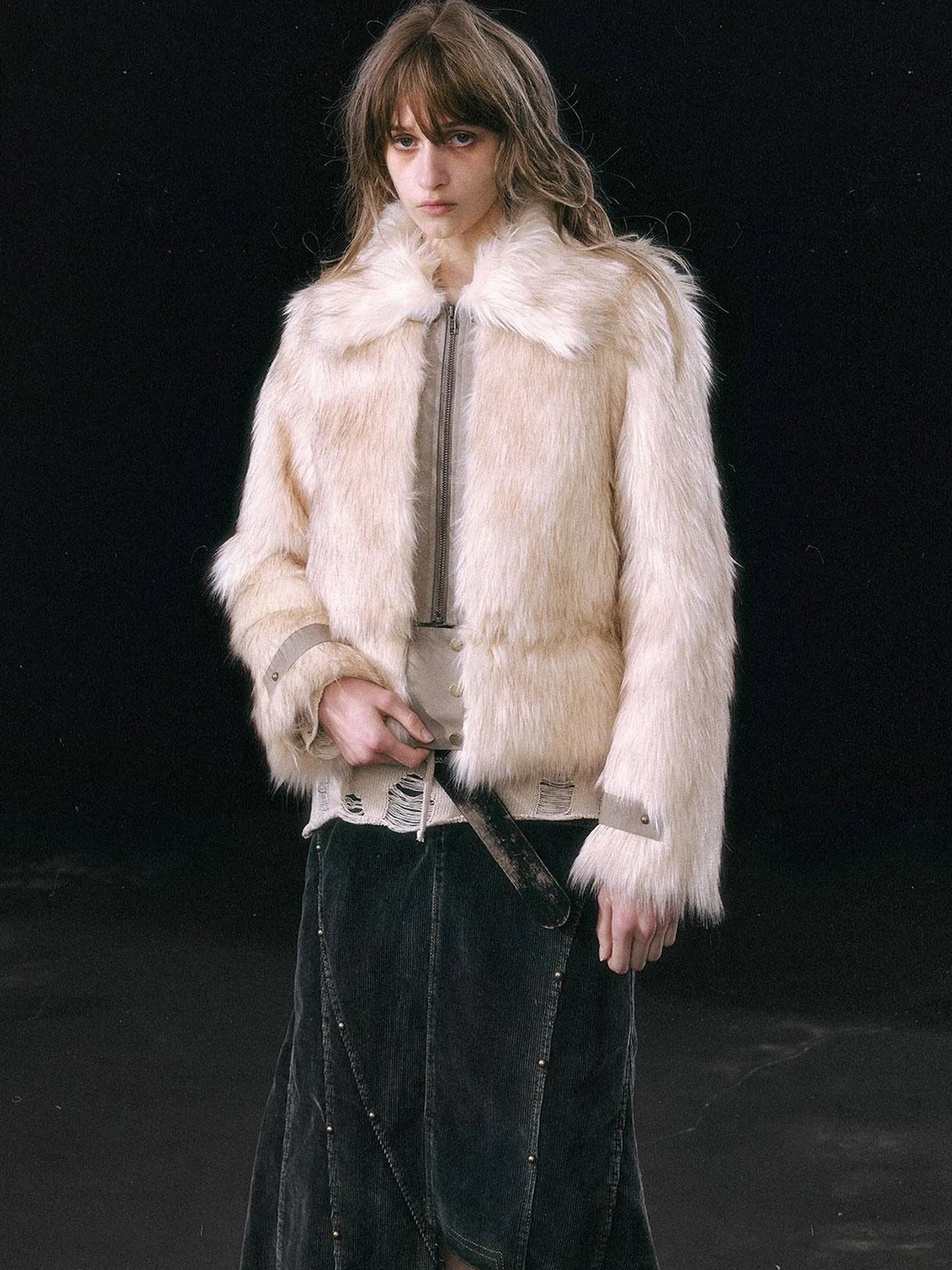 Fur Trim Detachable Hem Trench Coat