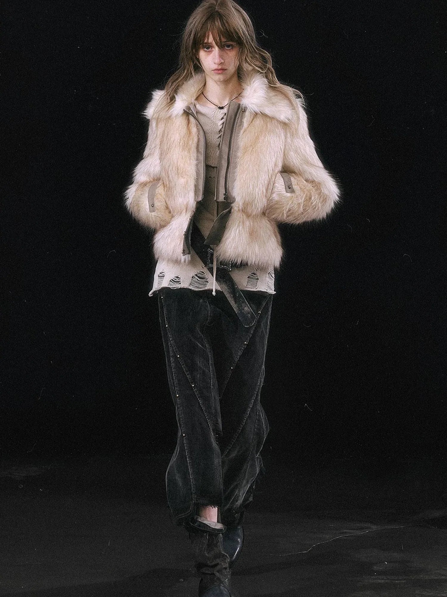 Fur Trim Detachable Hem Trench Coat
