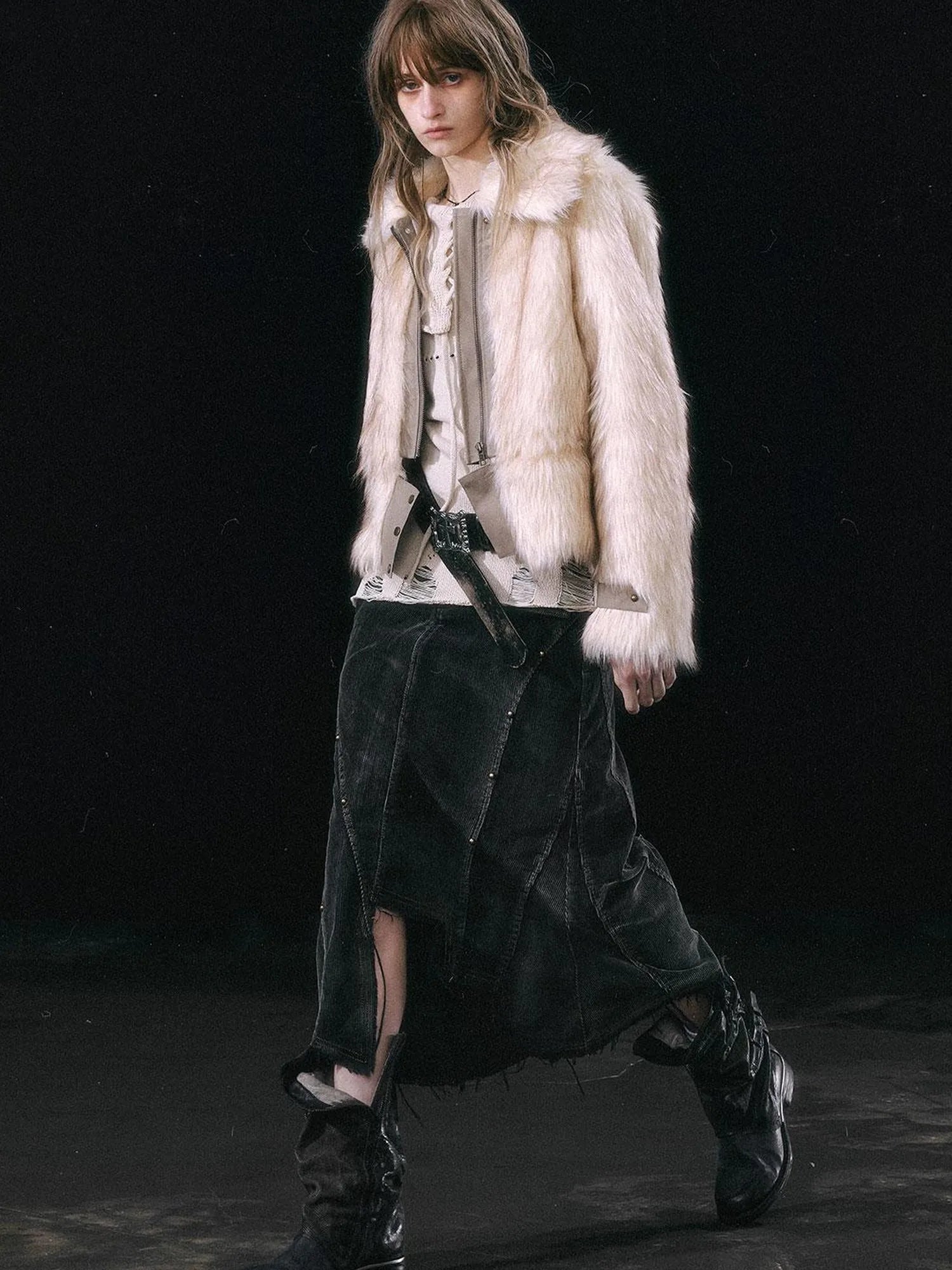 Fur Trim Detachable Hem Trench Coat