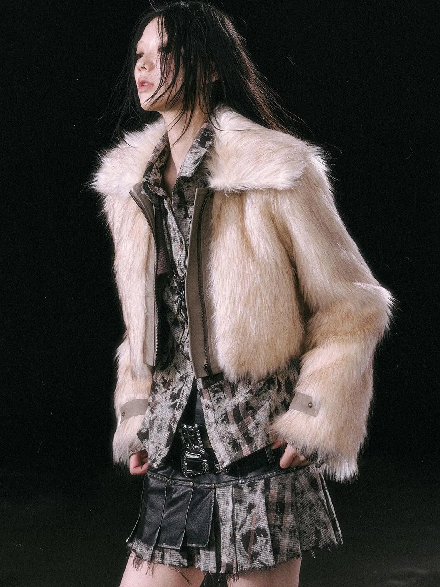 Fur Trim Detachable Hem Trench Coat