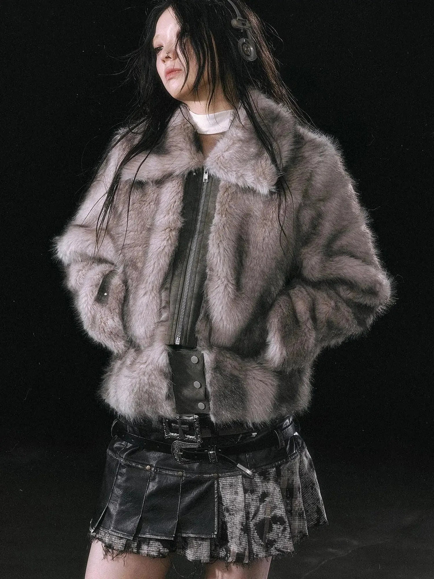 Fur Trim Detachable Hem Trench Coat