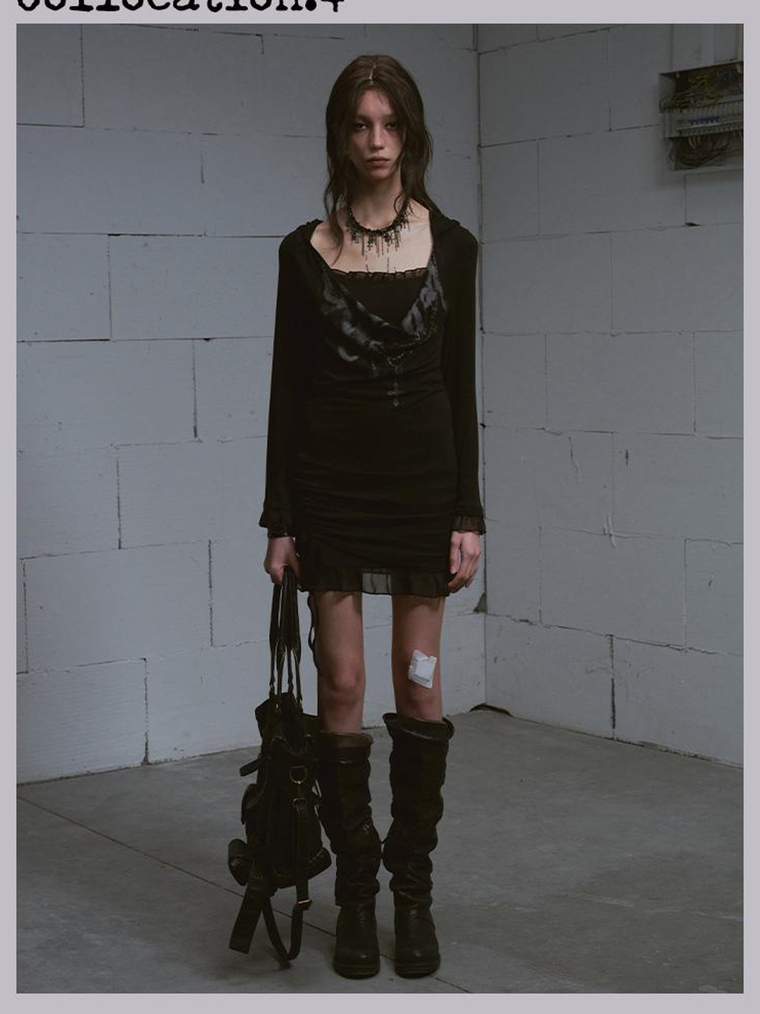 Update c Lace Up Hem Hooded Slip Dress With Punk Print