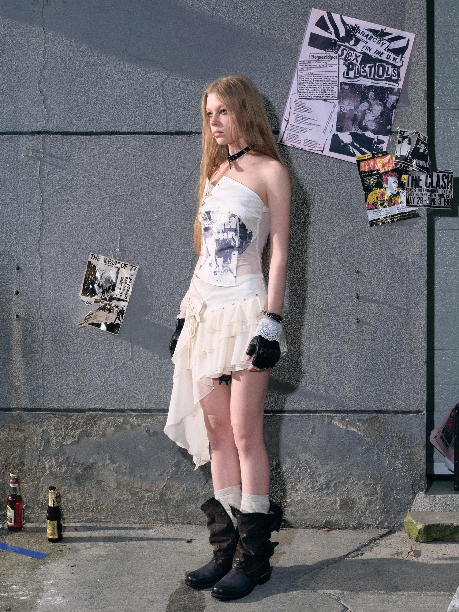 c Lost Hand Punk Deconstructed Ribbon Bra Top