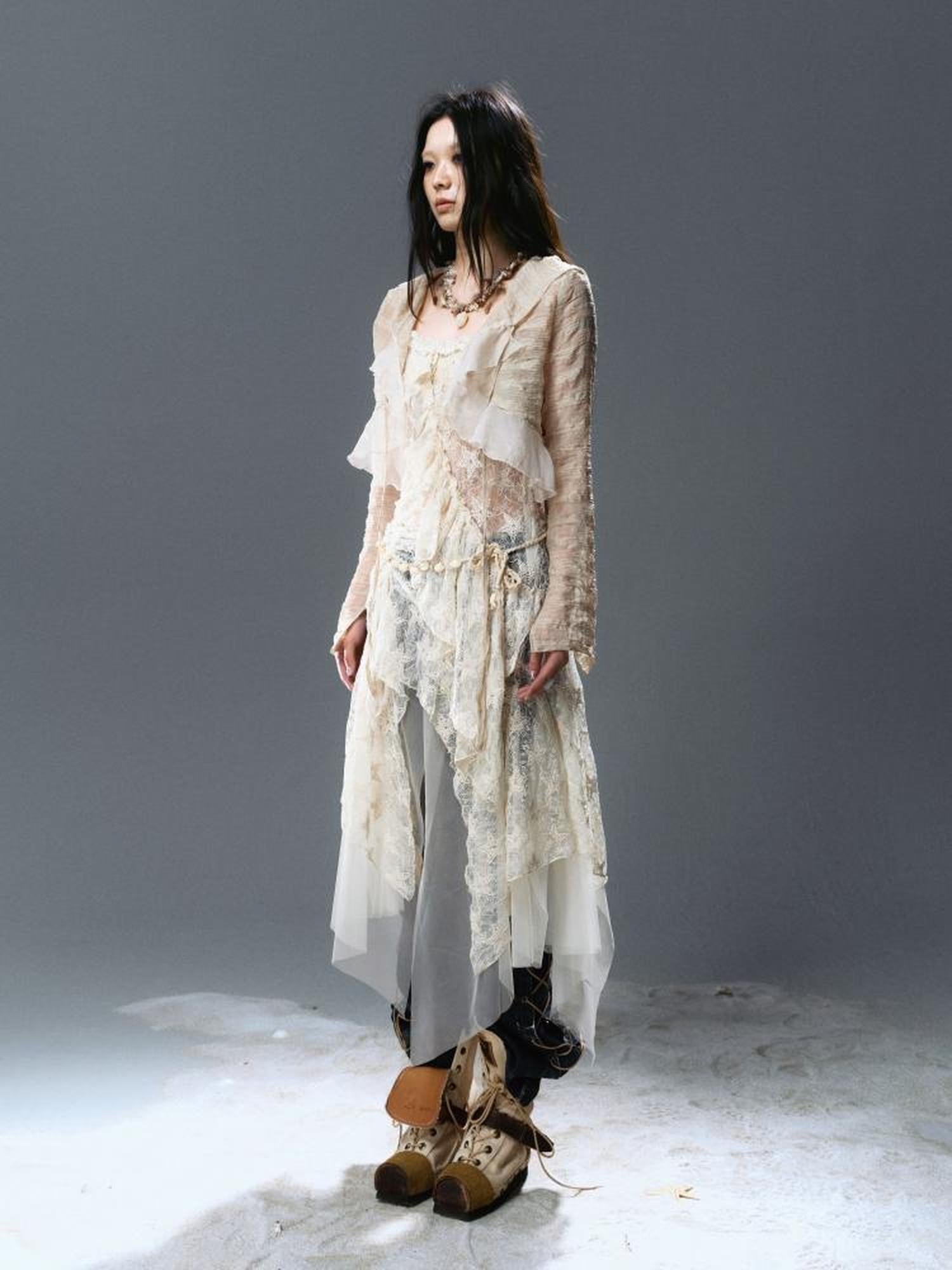 Update c Textured Crinkle Chiffon Hooded Cape