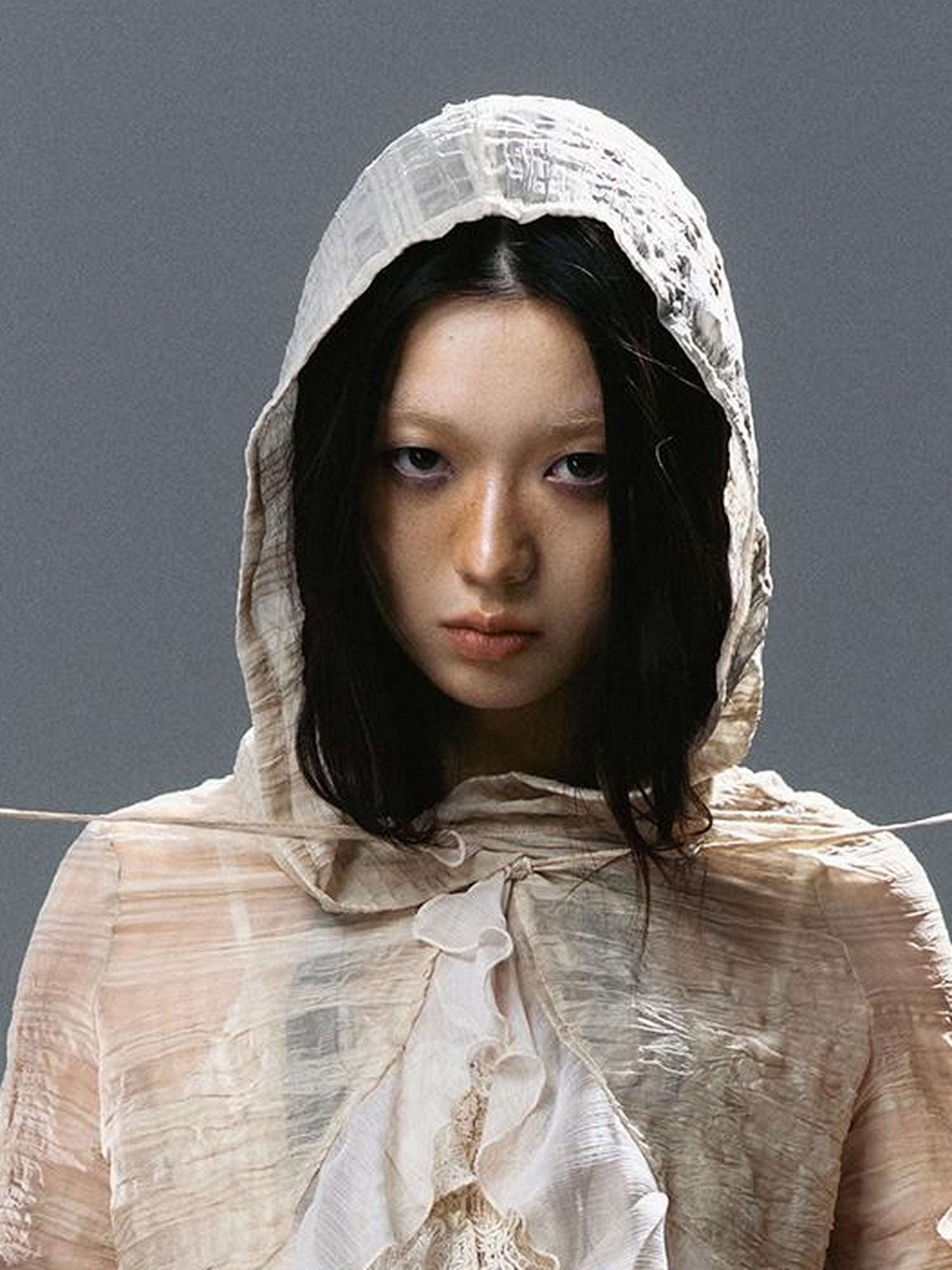 Update c Textured Crinkle Chiffon Hooded Cape