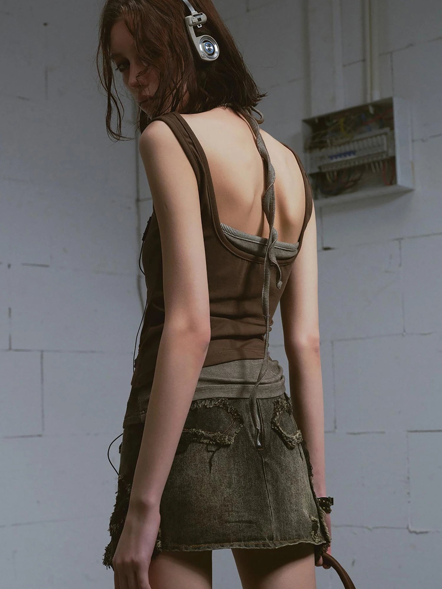 Two Piece Stacked Print Slim Tank Top