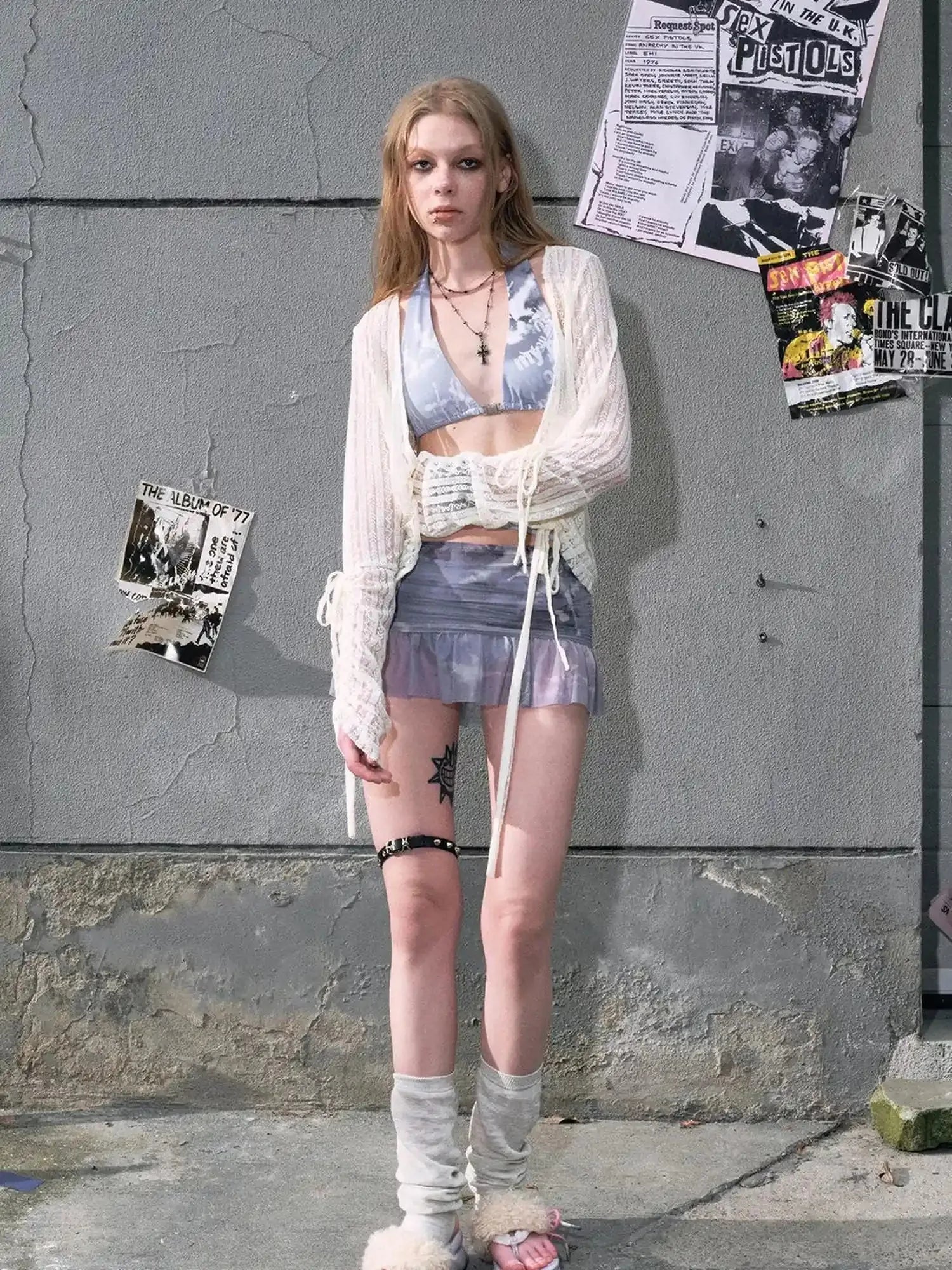 Underwater Dream Mesh Swimsuit Set V Neck T Shirt Long Sleeve