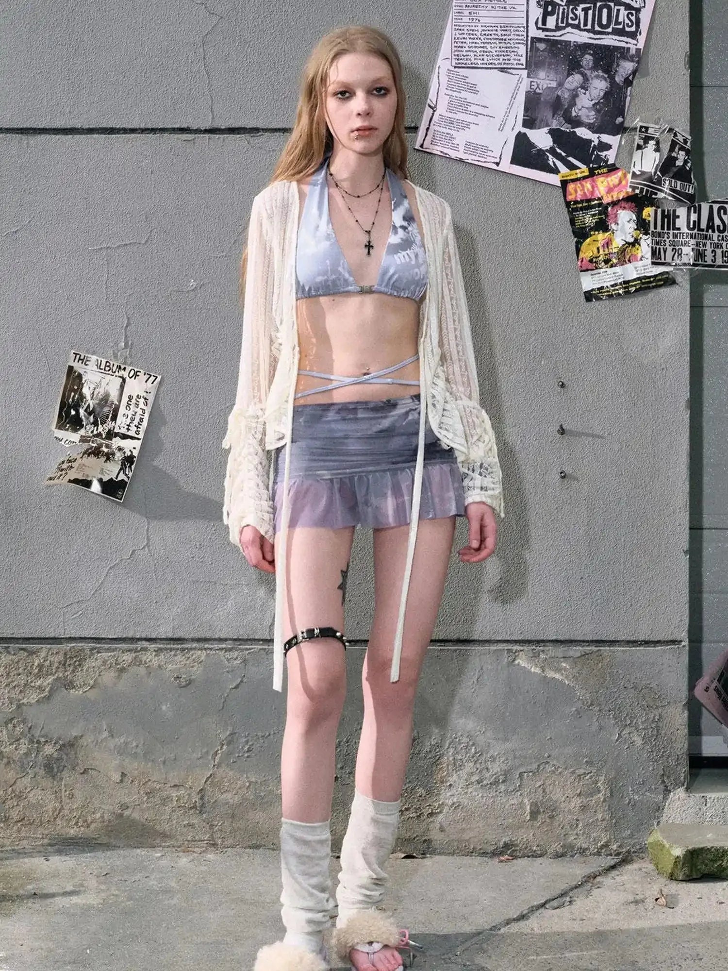 Underwater Dream Mesh Swimsuit Set V Neck T Shirt Long Sleeve