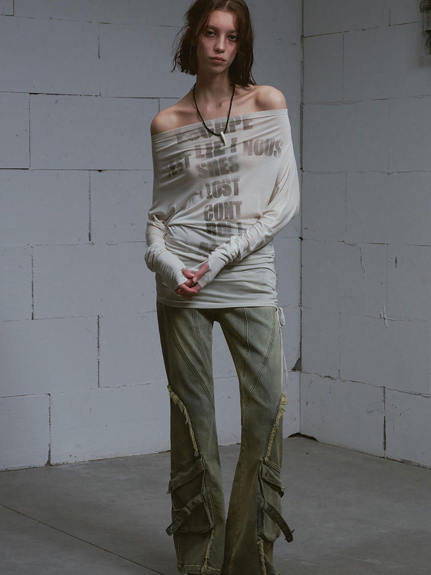 Update c Vintage Distressed Flared Jeans