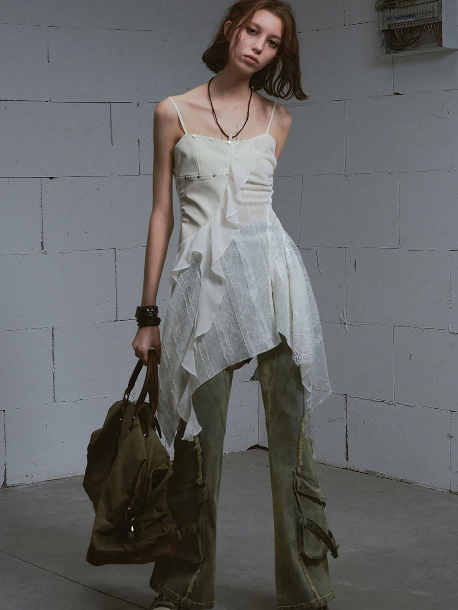 Update c Vintage Distressed Flared Jeans