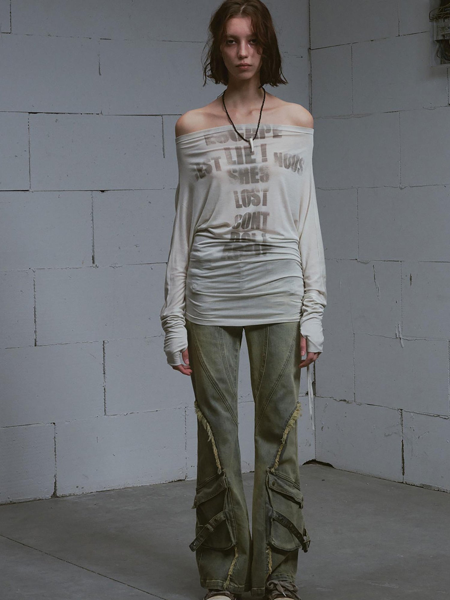 Update c Vintage Distressed Flared Jeans