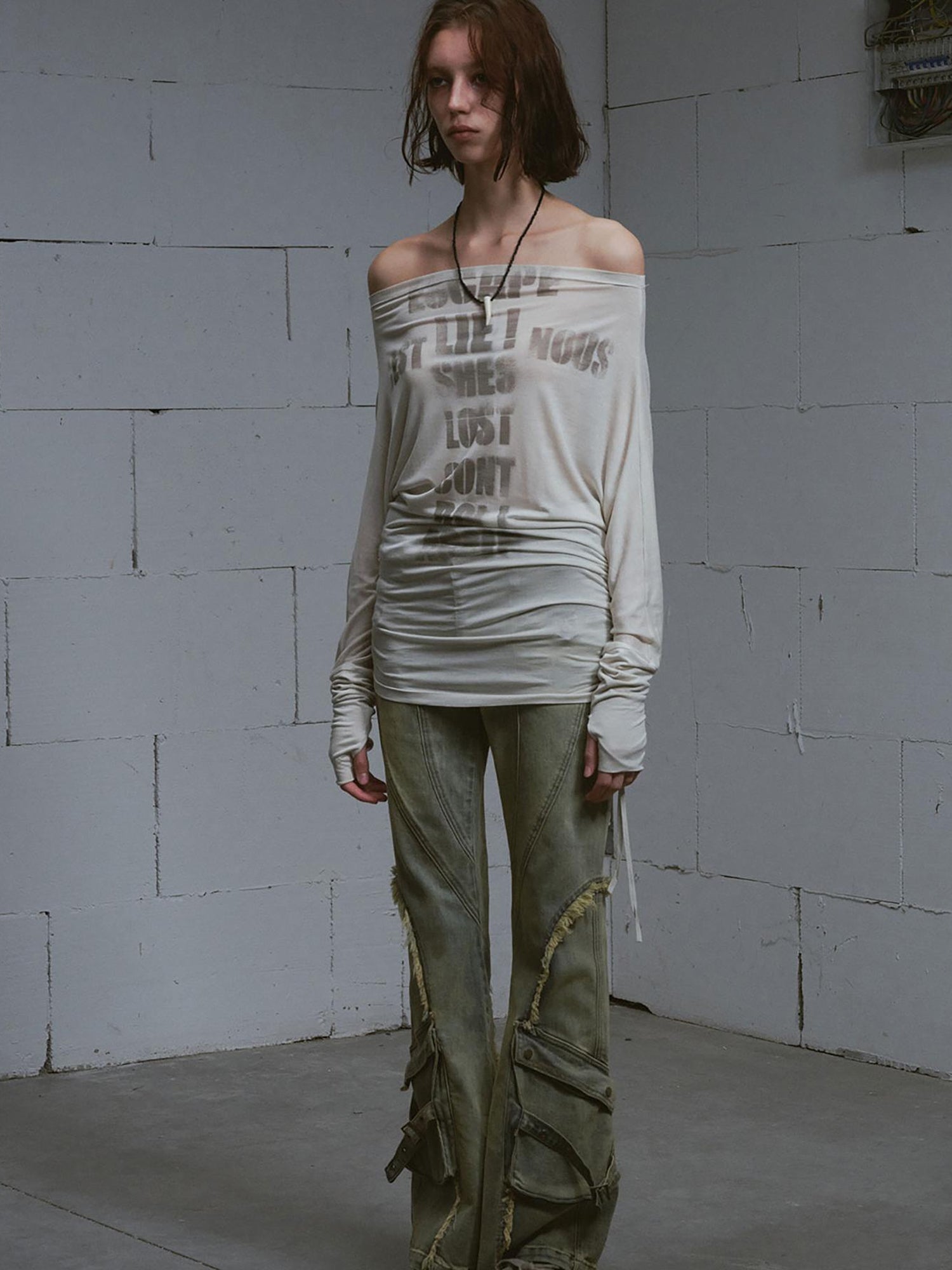 Update c Vintage Distressed Flared Jeans