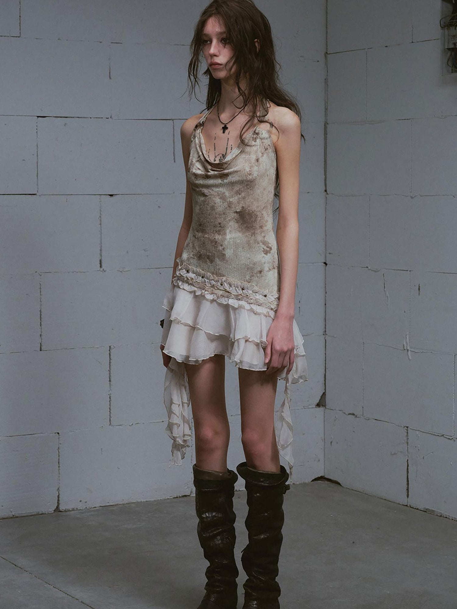 Update c Vintage Ombre Lace Trimmed Slit Sundress