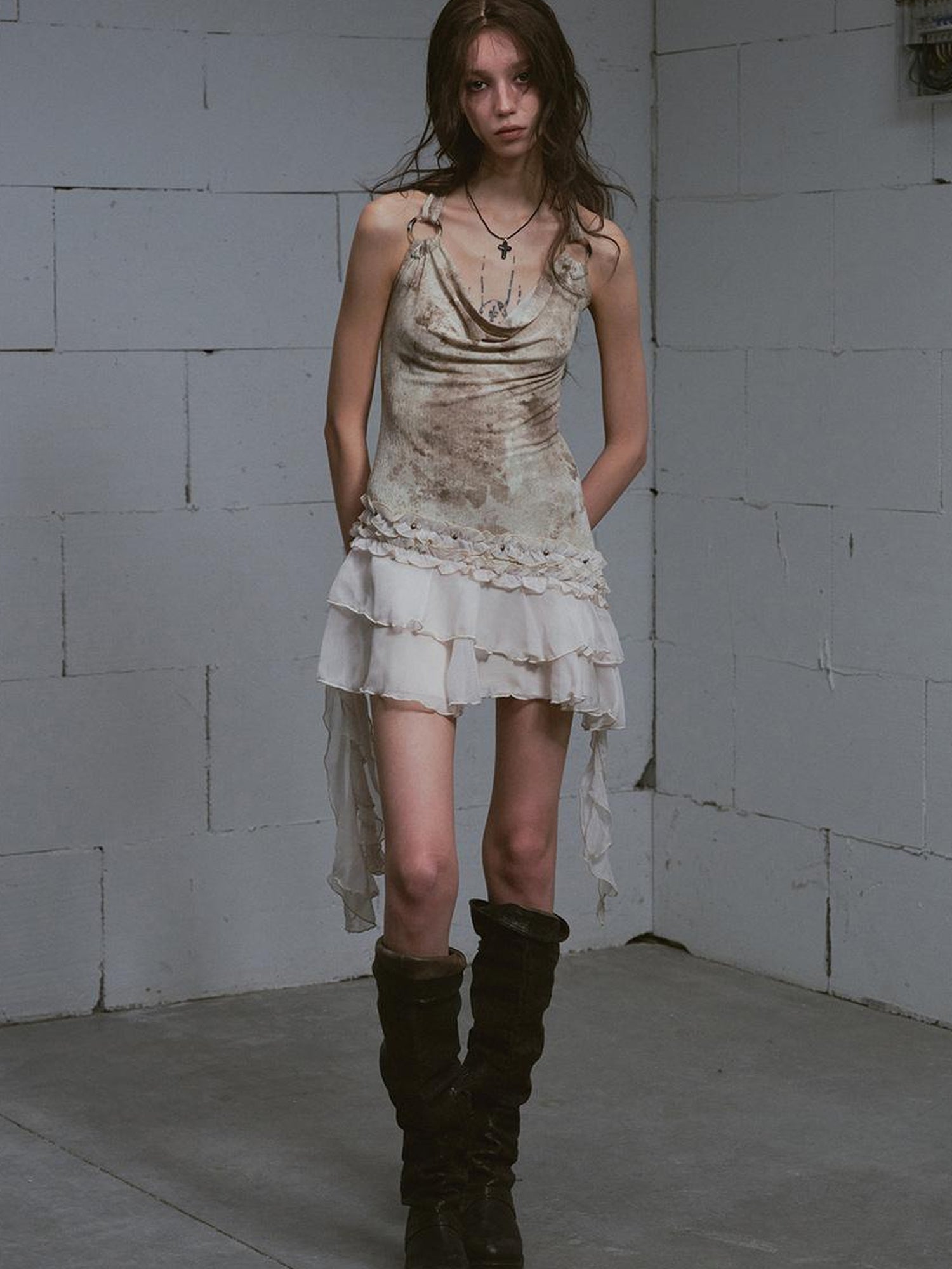 Update c Vintage Ombre Lace Trimmed Slit Sundress