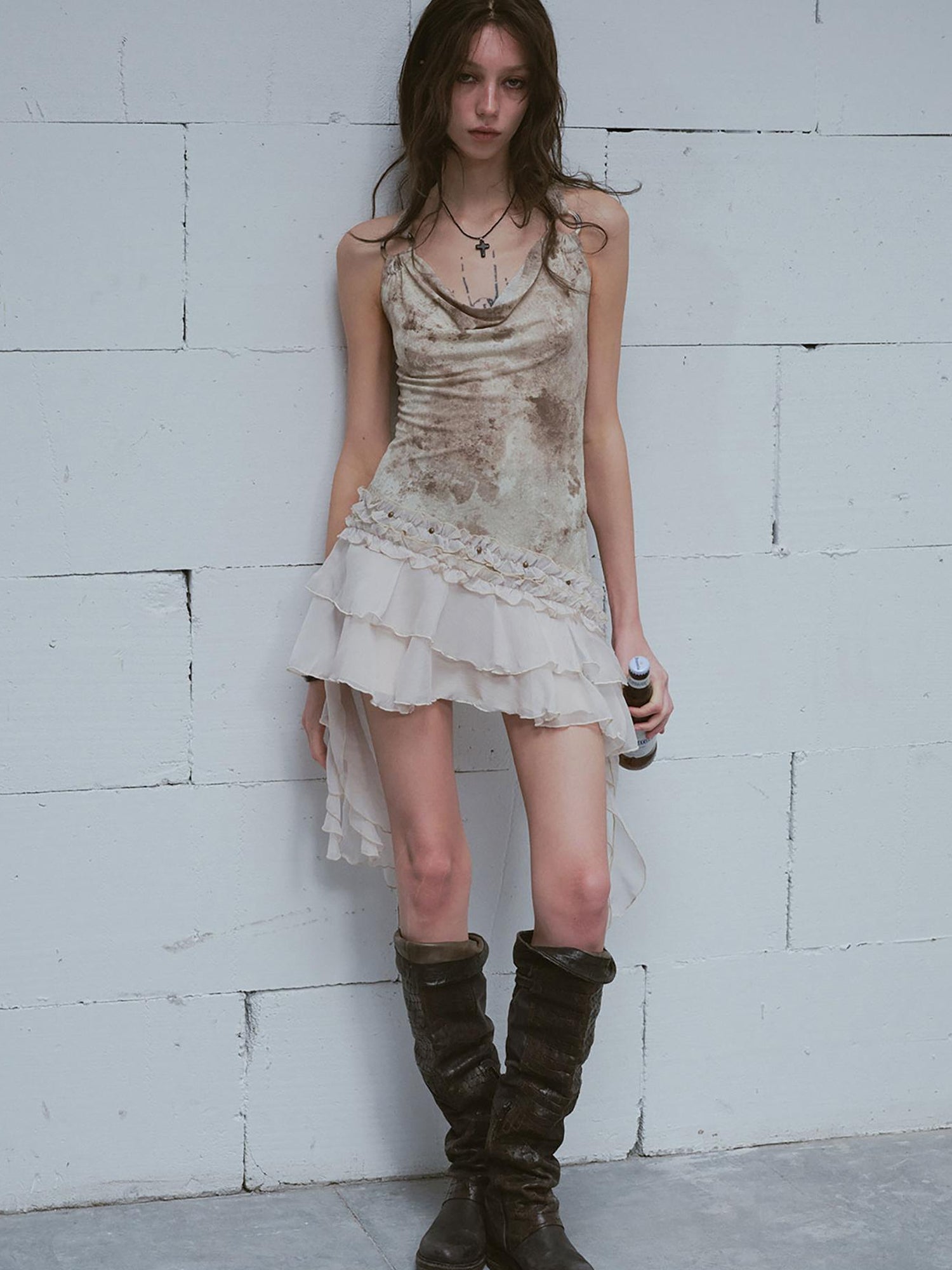 Update c Vintage Ombre Lace Trimmed Slit Sundress