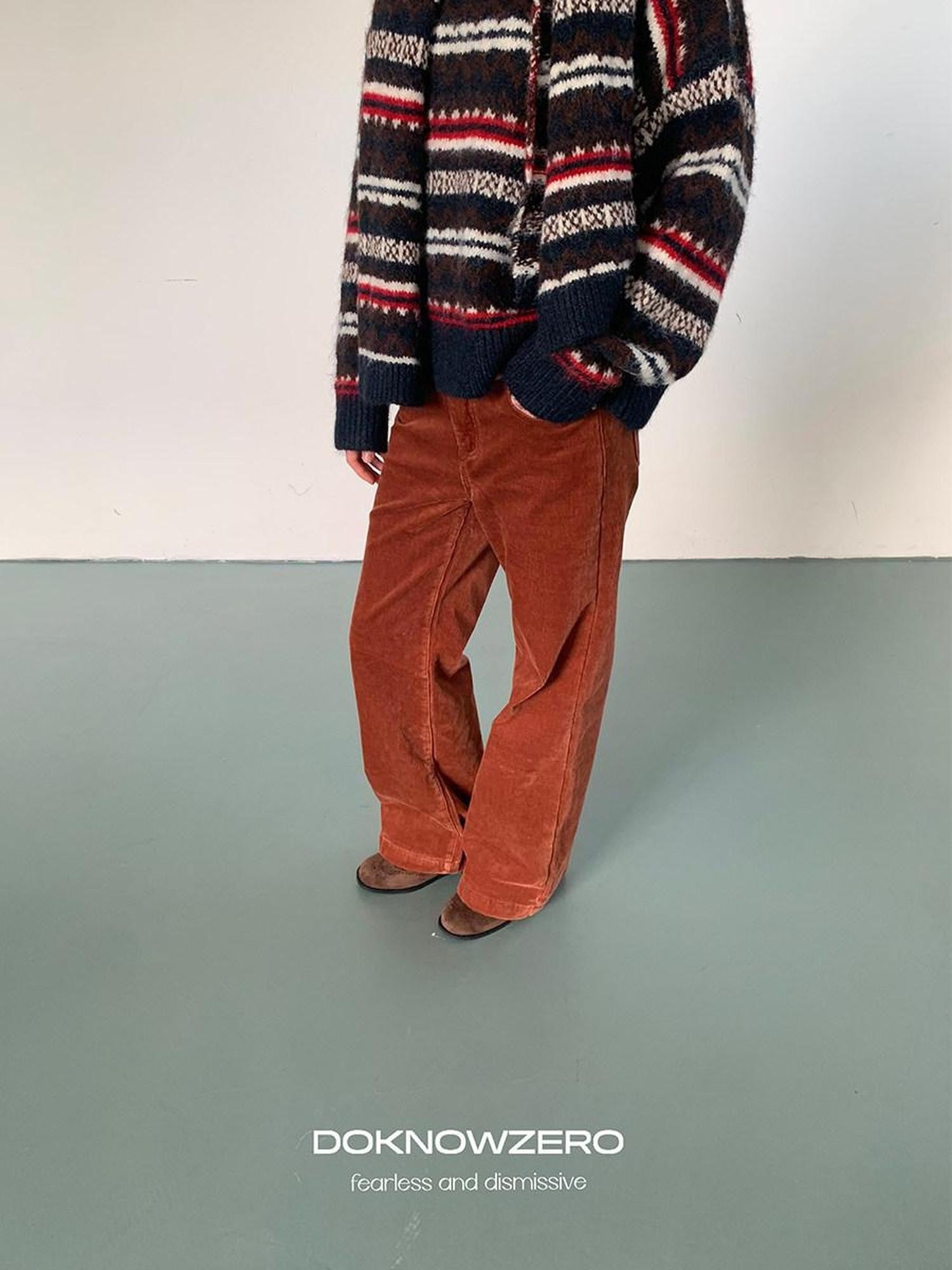 DKZ OFFICIAL Corduroy Orange Solid Pocket Button Women&