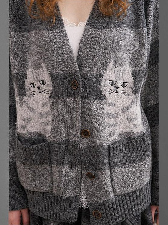 DIDDI MODA Symmetrical Cat Stripe Relaxed Oversized Women&