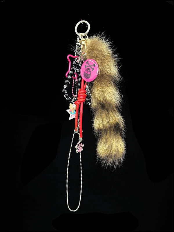 Mink Fur Keychain Phone Charm Multi-Functional Pendant