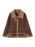 DIDDI MODA Heavyweight Embroidered Shearling Patchwork Jacket