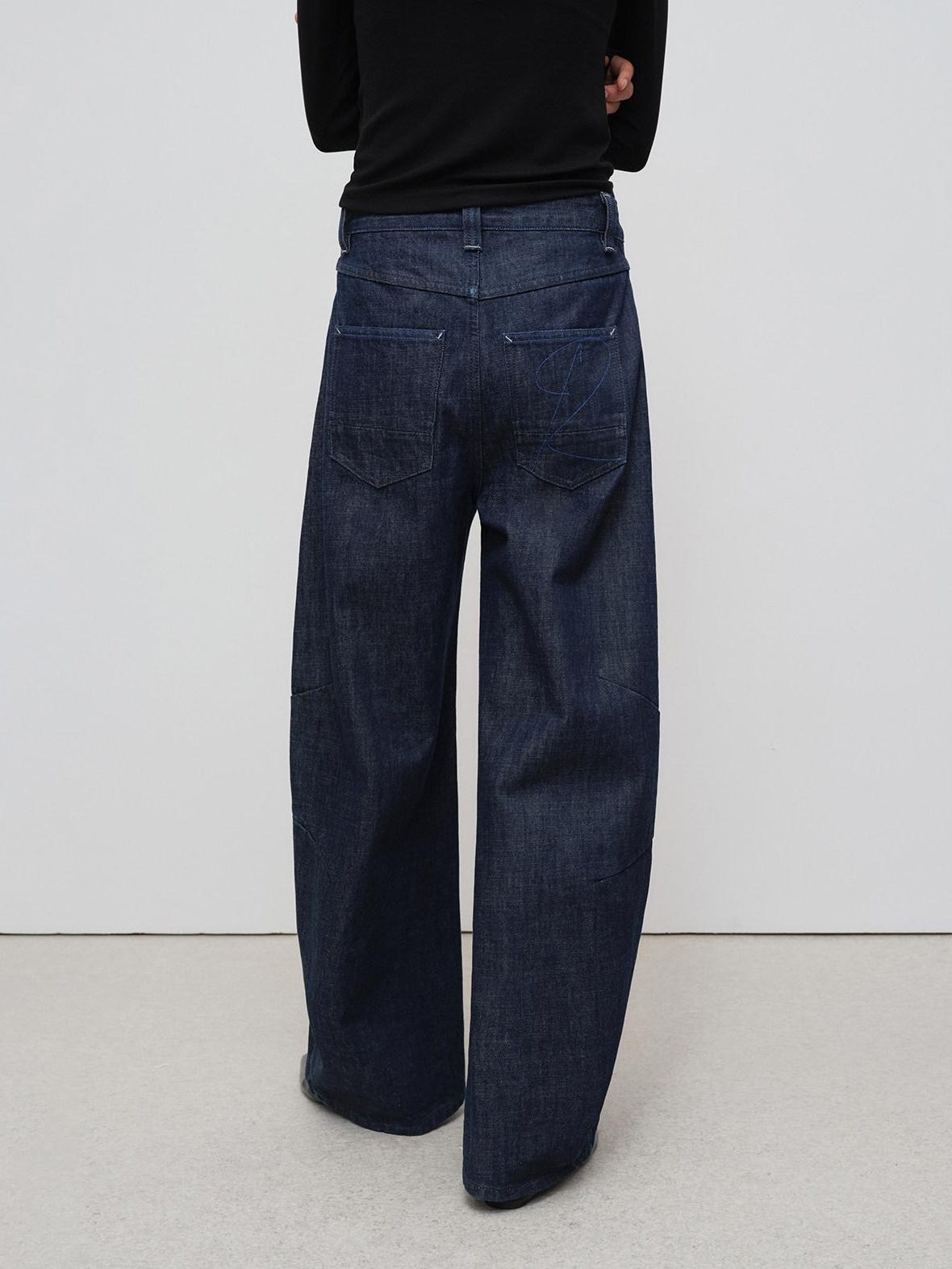 RUN TO THE FUTURE Breathable Cotton Pleated Loose Wide Leg Low Rise Women Raw Denim Straight Jeans