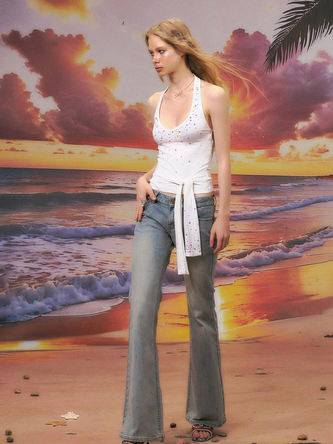 The NeverMore Durable Distressed Relaxed Low Rise Light Blue Denim Women Straight Leg Jeans
