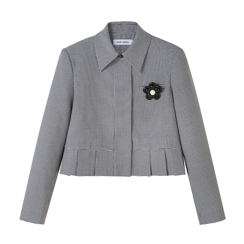 DIDDI MODA Floral Detachable Brooch Blazer Skirt Set