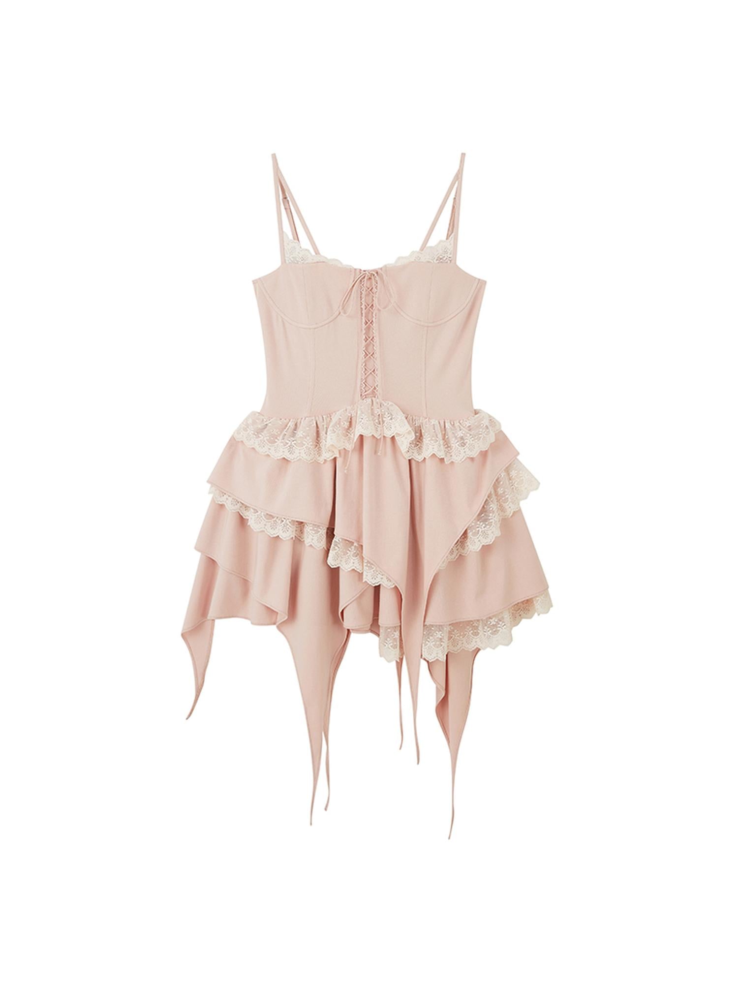 DIDDI MODA Broken Lace Ballet Slip Dress Knit Crop Bolero