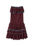 OfAkiva Red Blue Plaid Reversible Mermaid Tiered Skirt Christmas