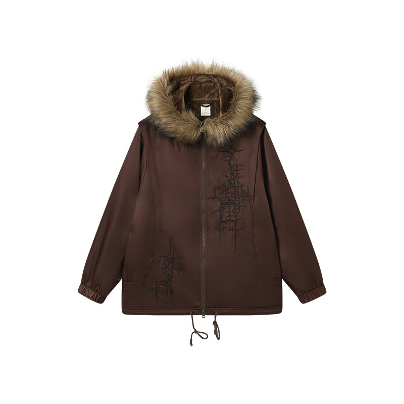 Achihara 2025 Winter Jacket With Fur Collar Windbreaker Coat