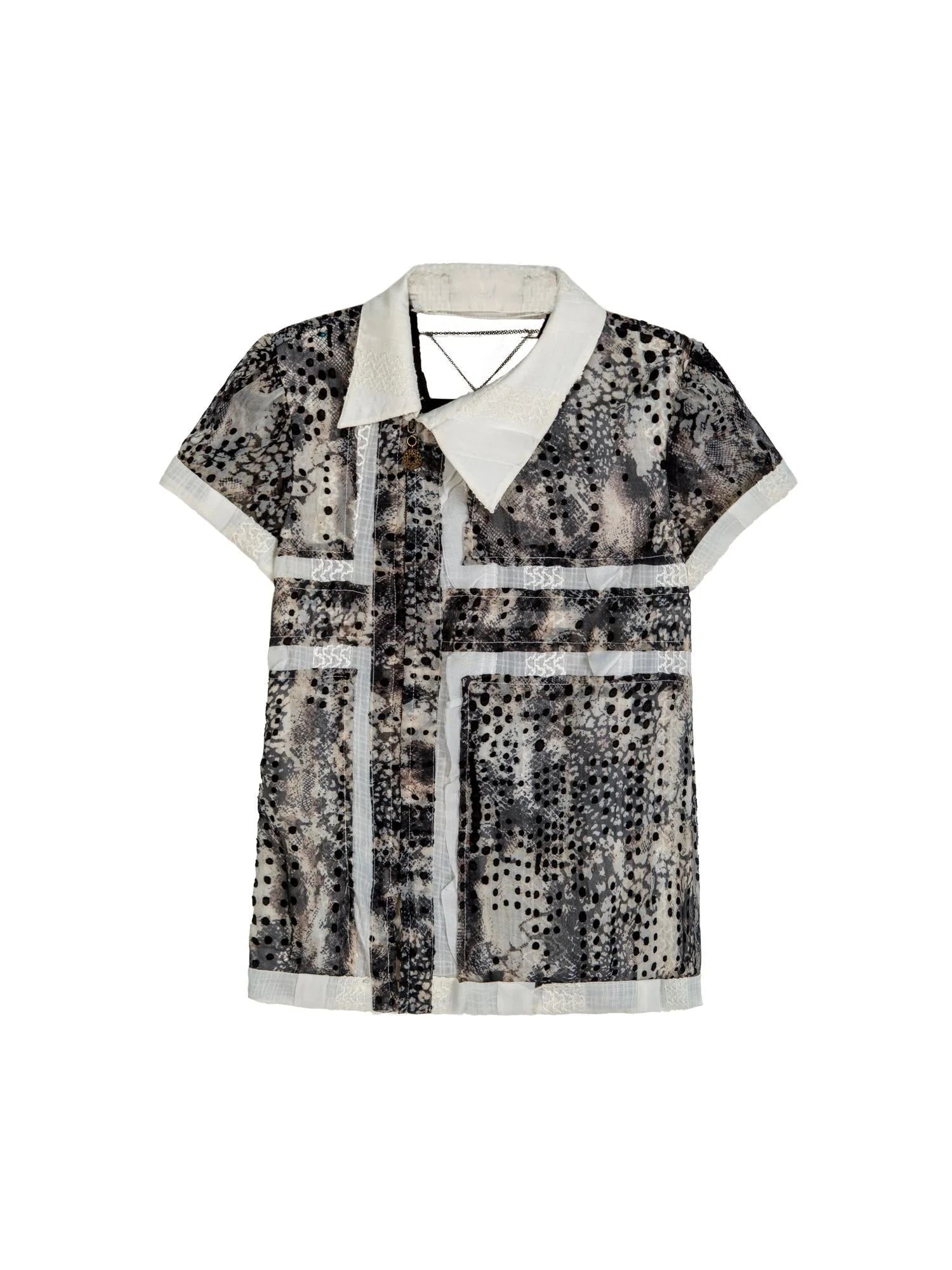 Vintage Sheer Cross Chiffon Backless Blouse