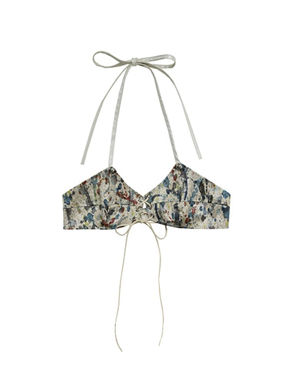 Y2K Bikini Top Skirt Set Beach Outfit Swimsuit